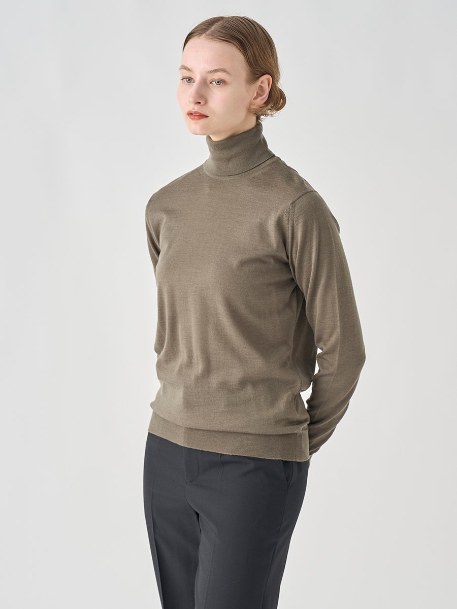 【SALE／20%OFF】JOHN SMEDLEY タートルネック長袖ニットプルオーバー ｜ AOFIE ｜ 30G CONTEMPORARY FIT ジョンスメドレー トップス ニット グリーン【送料無料】