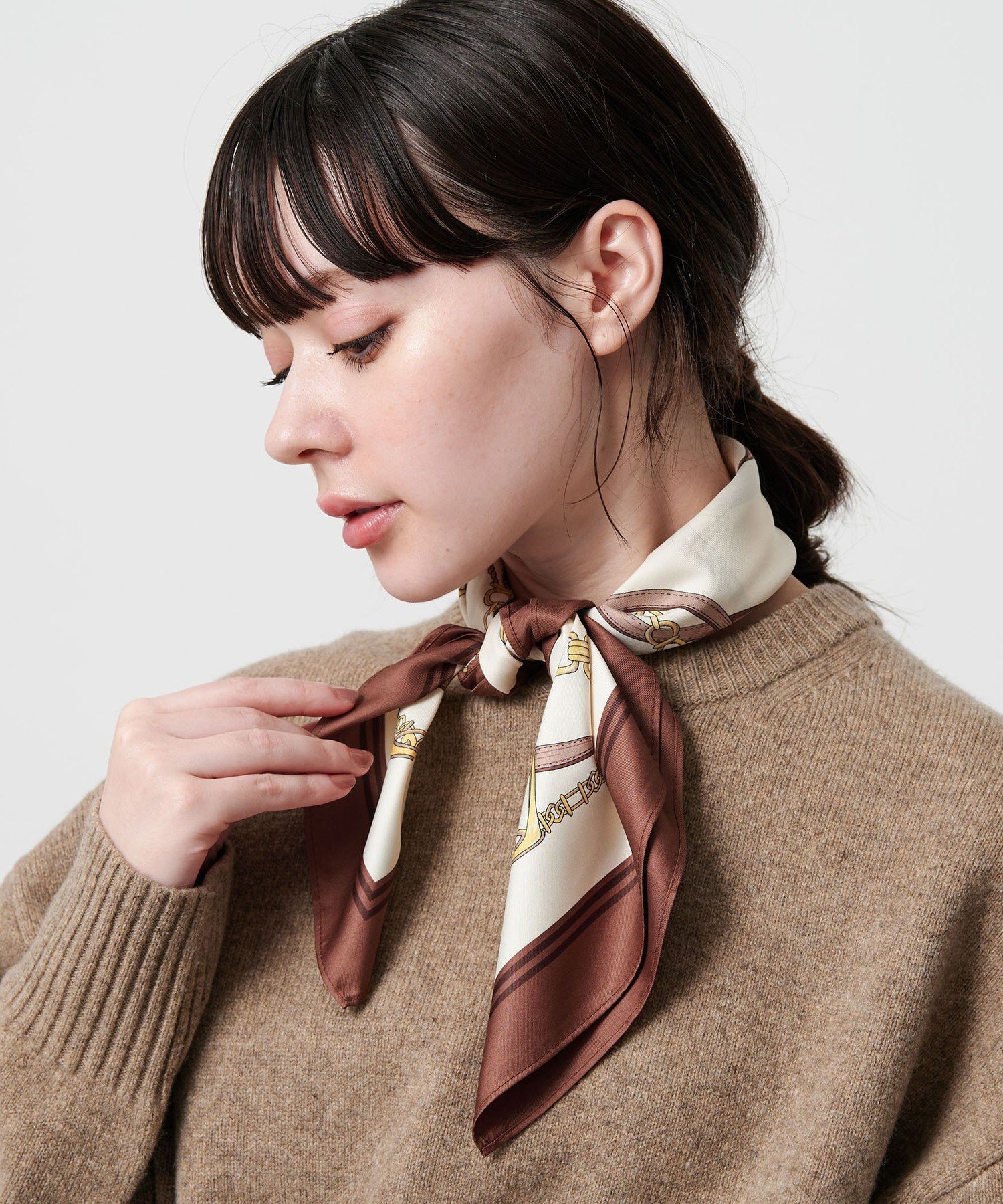 【SALE／40%OFF】BEAUTY&YOUTH UNITED ARROWS ベルトモチーフ スカーフ ビューティー＆ユース　ユナイテッドアローズ ファッション雑貨 スカーフ・バンダナ ブラウン