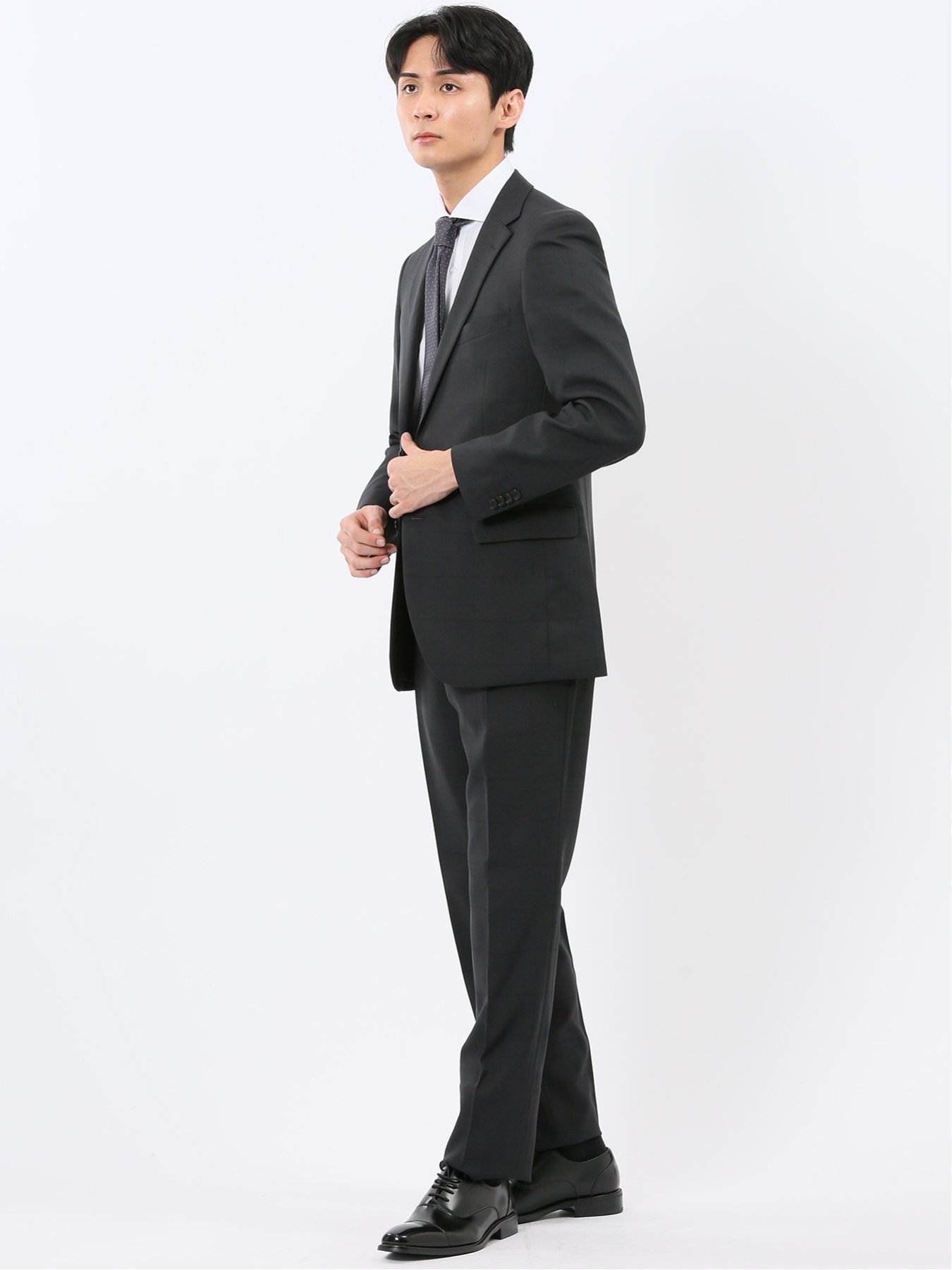 【SALE／30%OFF】TAKA-Q ストレッチウォッシャブル スリムフィット 2ボタン2ピーススーツ シャドーチェック黒 タカキュー スーツ・フォーマル セットアップスーツ【送料無料】