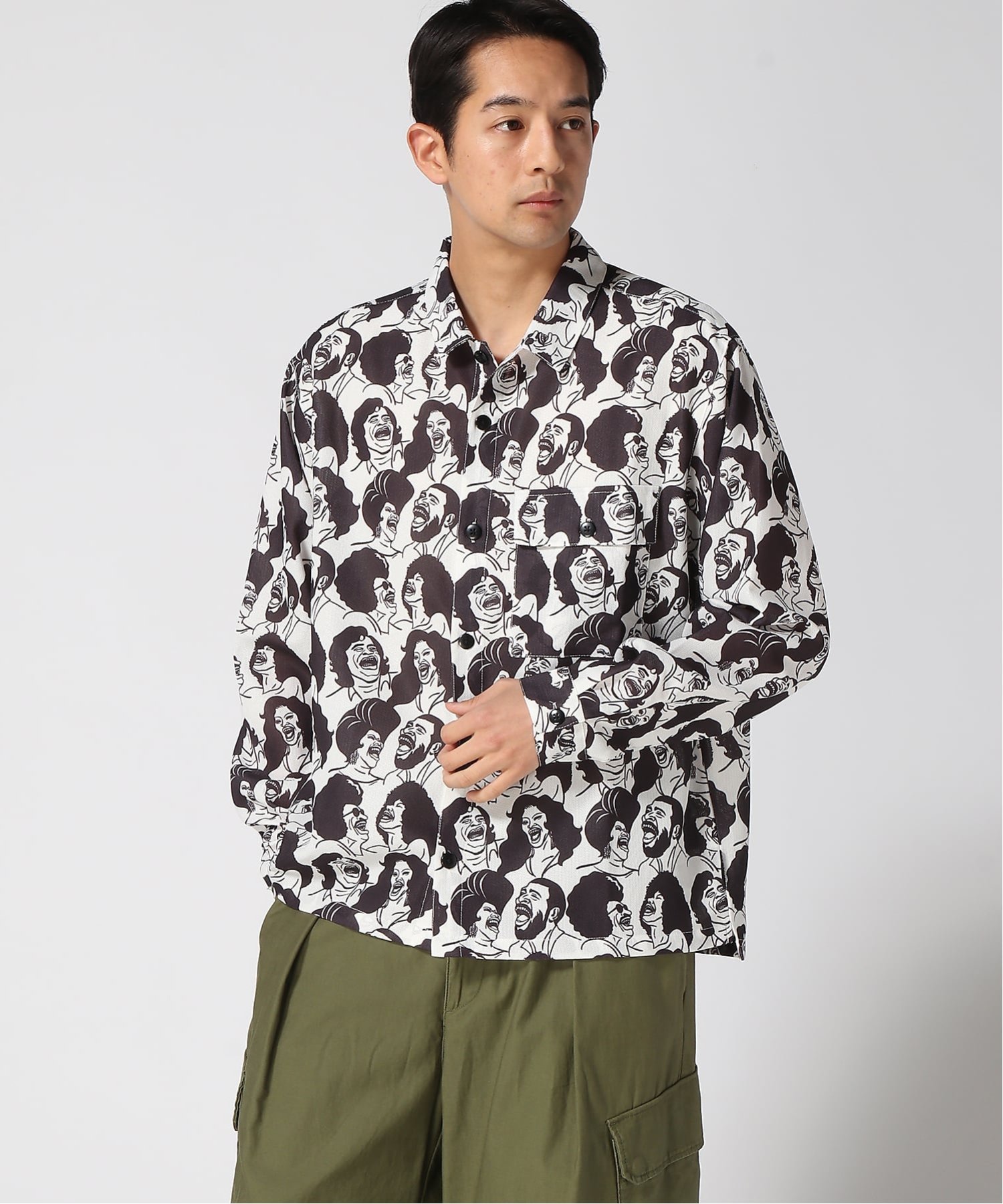 gym master gym master/(U)ハッピーペイントメッシュL/Sシャツ ジムマスター トップス シャツ・ブラウス ネイビー グレー ホワイト