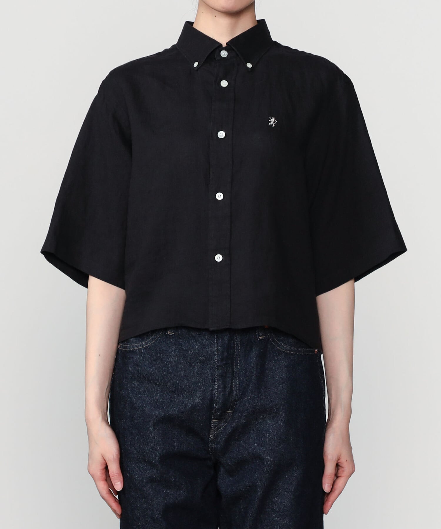 Bshop Gymphlex ｜ リネン ショートボタンダウン半袖シャツ WOMEN ビショップ トッ...