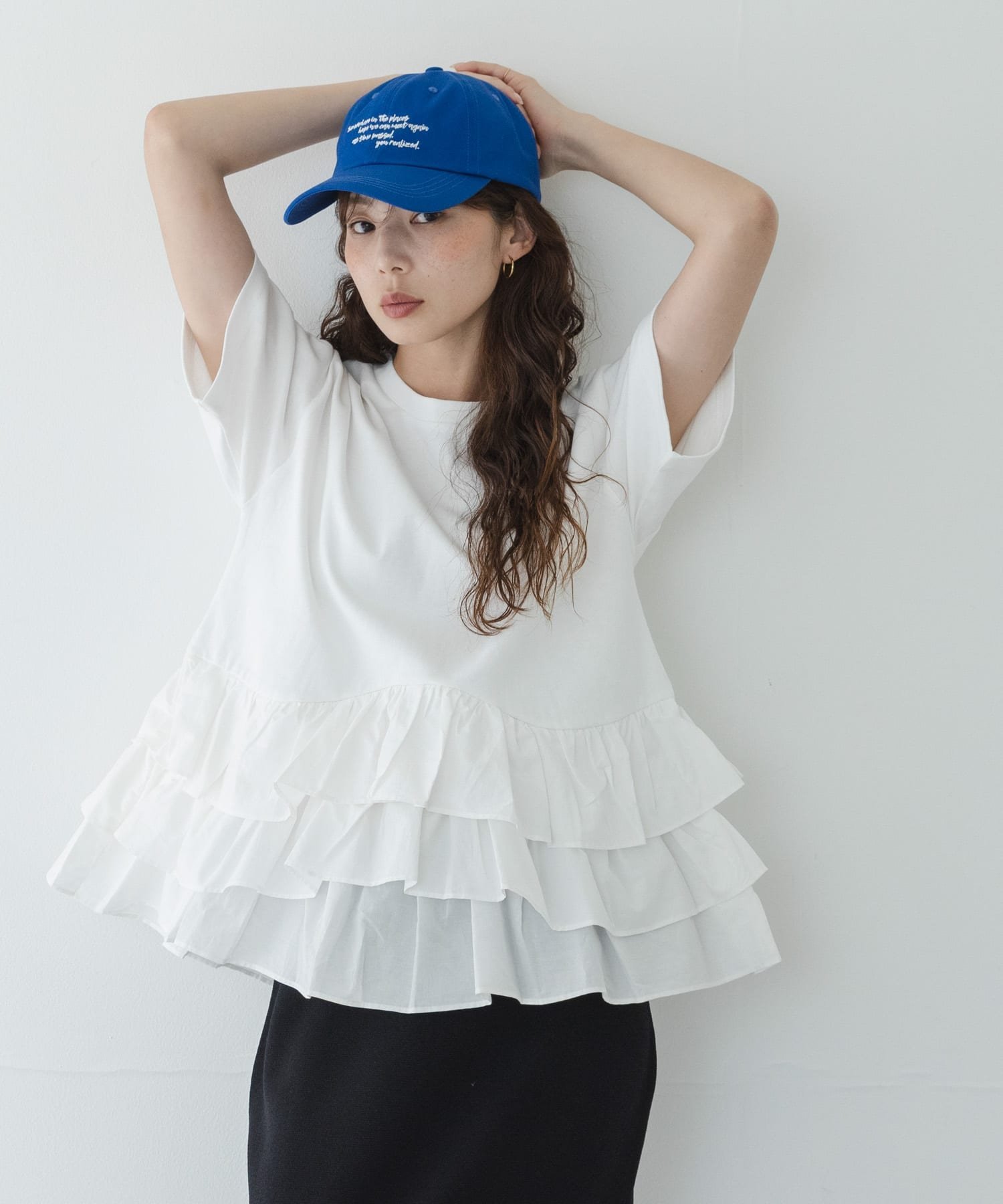 Sonny Label ペプラムフリルカットソー サニーレーベル トップス カットソー・Tシャツ ブラウン ホワイト ブラック