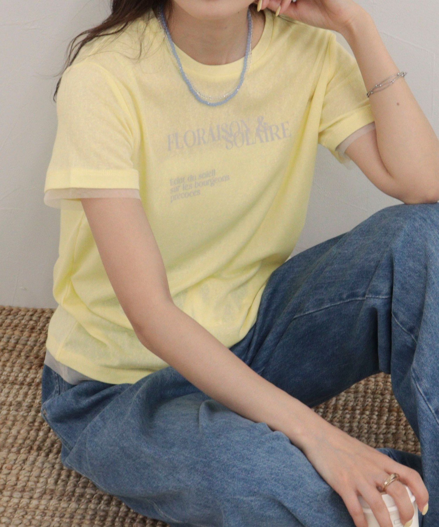 シアーレイヤードTシャツ フレディ アンド グロスター トップス カットソー・Tシャツ ホワイト グレー イエロー