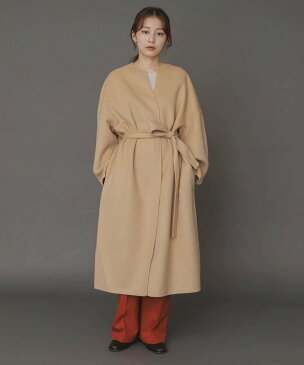 【SALE/38%OFF】SENSE OF PLACE ウールリバーノーカラーコート センス オブ プレイス コート/ジャケット ノーカラージャケット ブラック ベージュ カーキ ブラウン パープル【送料無料】