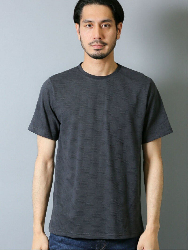 【SALE／66%OFF】TAKA-Q 接触冷感 吸水速乾 ポップコーン市松クルーネック半袖Tシャツ タカキュー トップス カットソー・Tシャツ グレー ピンク ブルー