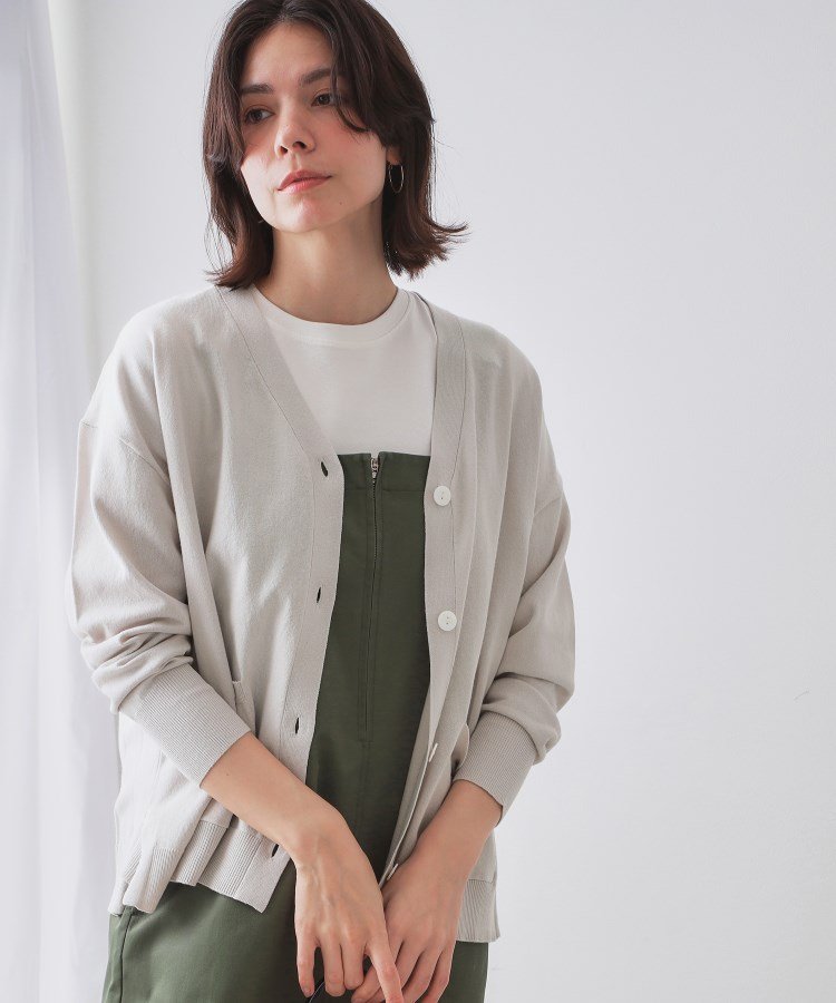 【SALE／40%OFF】OPAQUE.CLIP ワイドVネックニットカーディガン【洗濯機洗い可】 オペークドットクリップ トップス カーディガン オレンジ ブラック