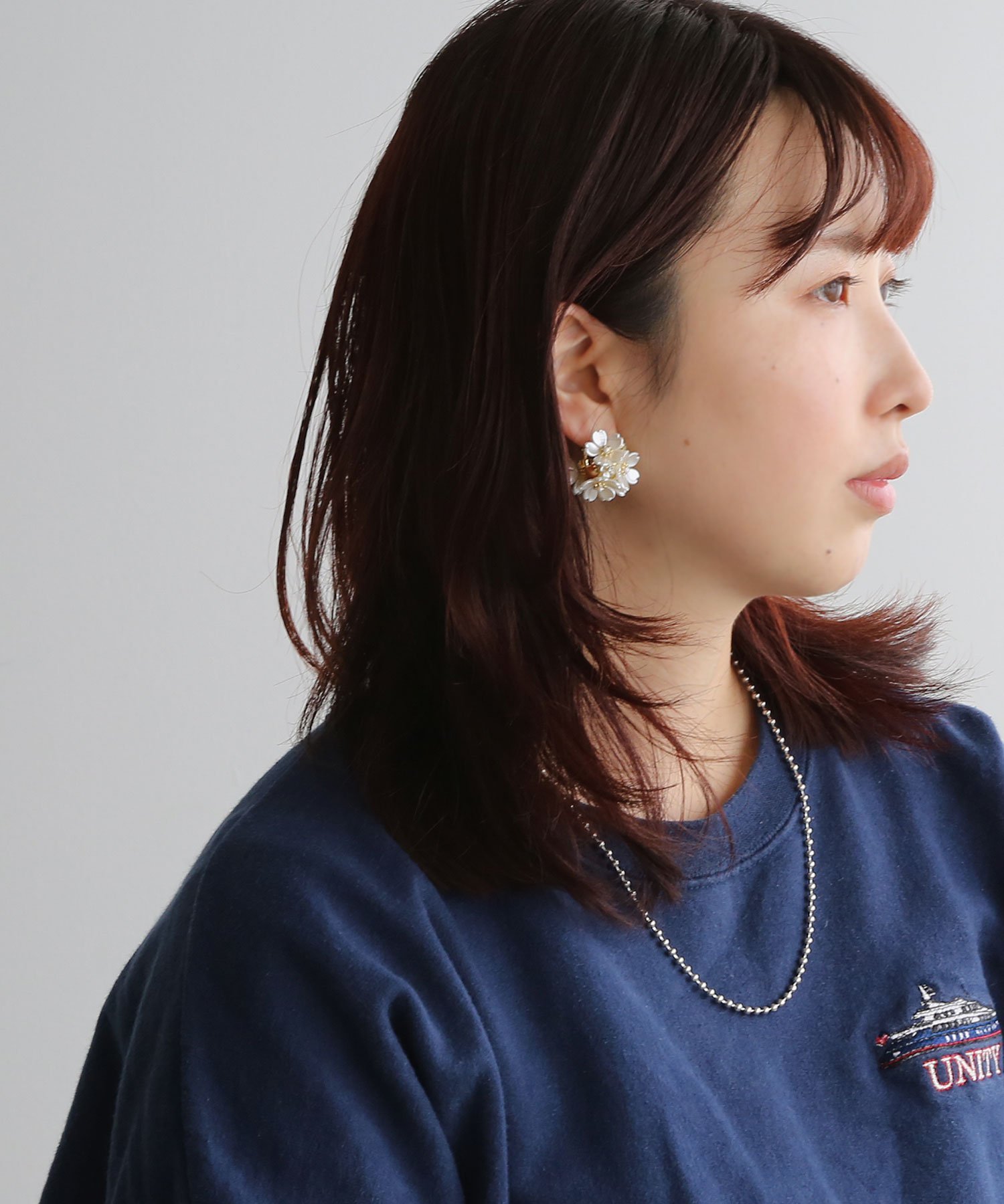 【SALE／50%OFF】colleca la フラワーブーケフープピアス コレカラ アクセサリー・腕時計 ピアス ホワイト