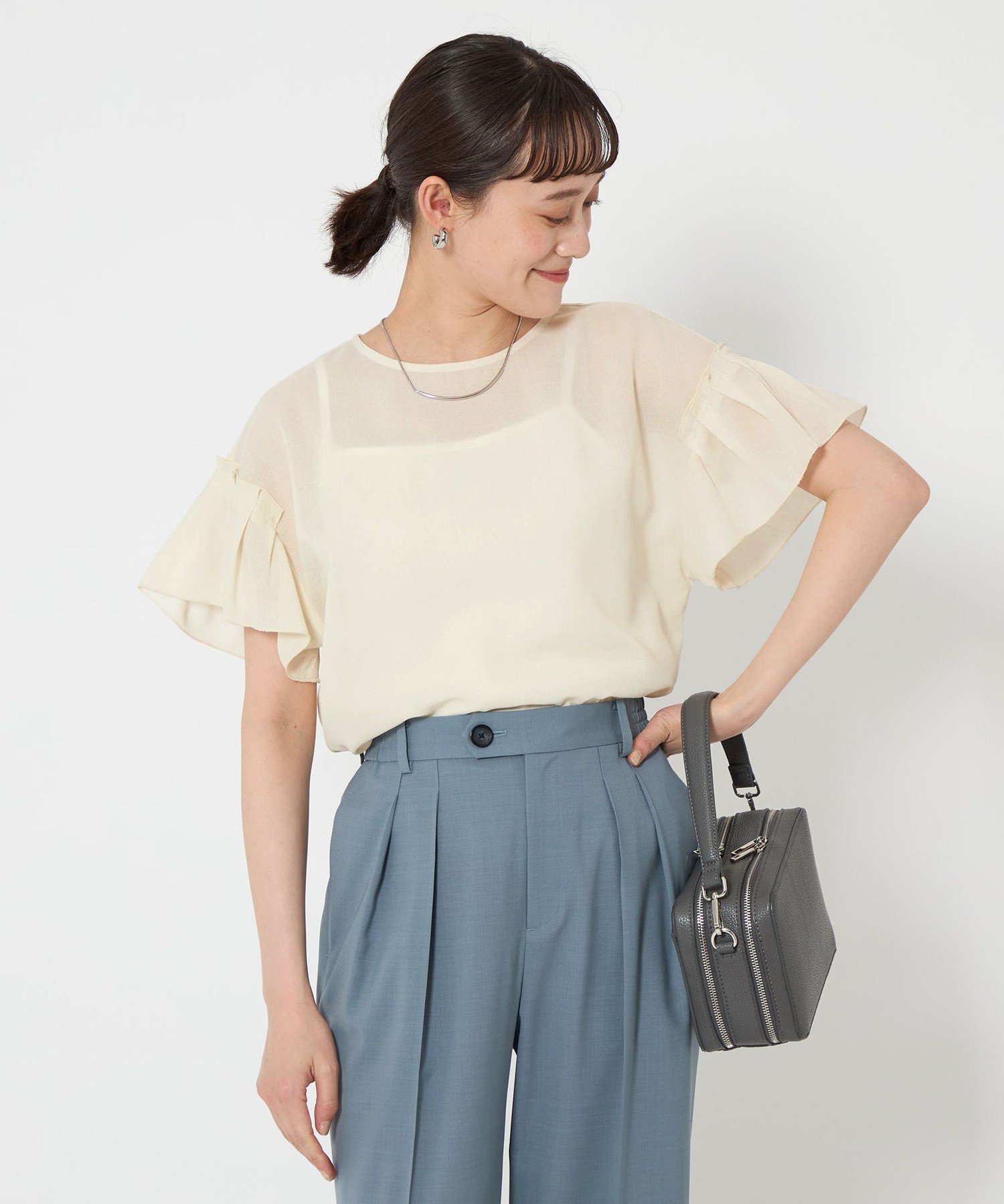 【SALE／50%OFF】UNITED ARROWS green label relaxing メッシュ ショートスリーブ プルオーバー ユナイテッドアローズ グリーンレーベルリラクシング トップス シャツ・ブラウス ホワイト【送料無料】のサムネイル