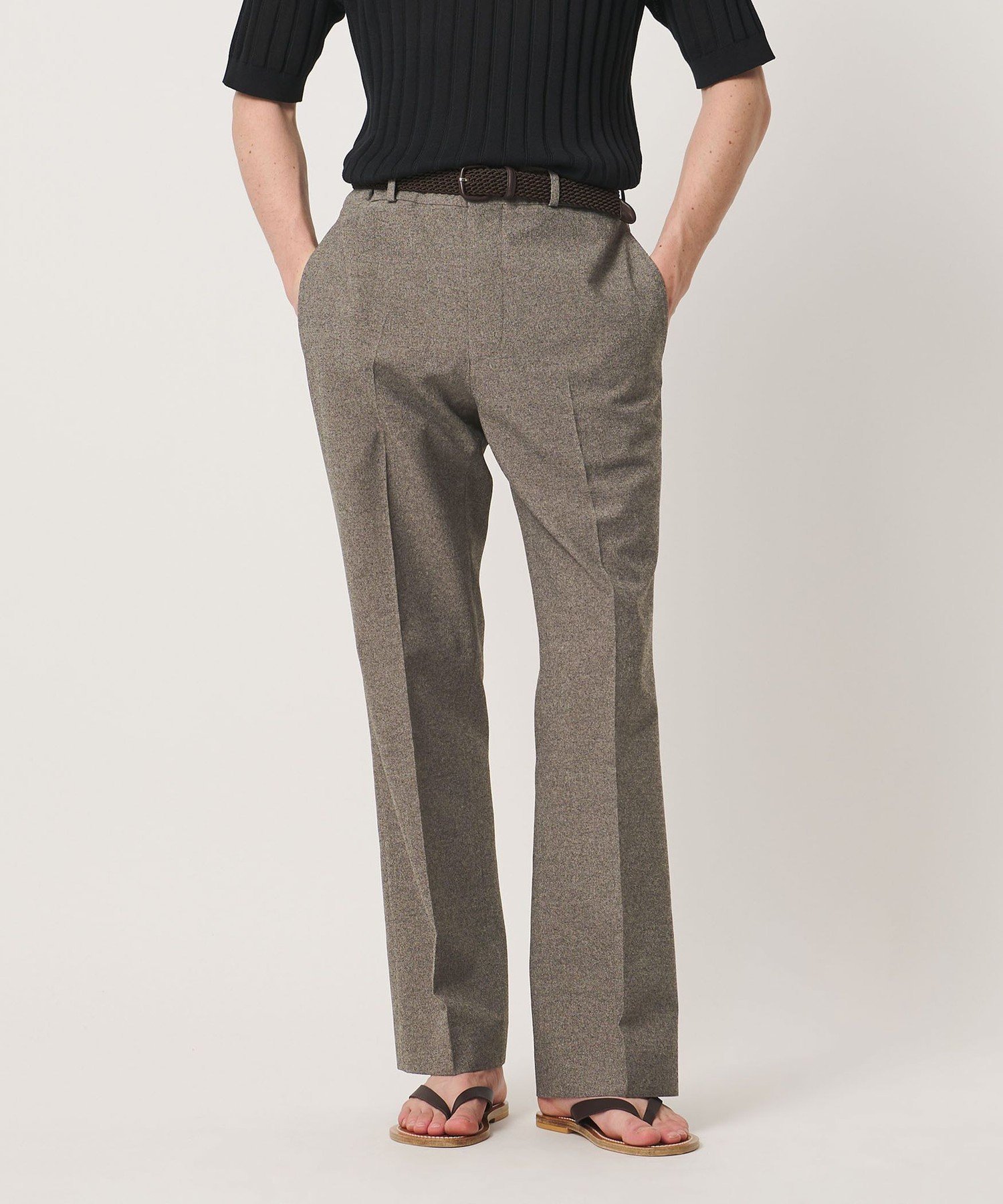 【SALE／30%OFF】UNITED ARROWS ポリエステル リネンライク セミフレアトラウザーズ ユナイテッドアローズ パンツ スラックス・ドレスパンツ グレー【送料無料】