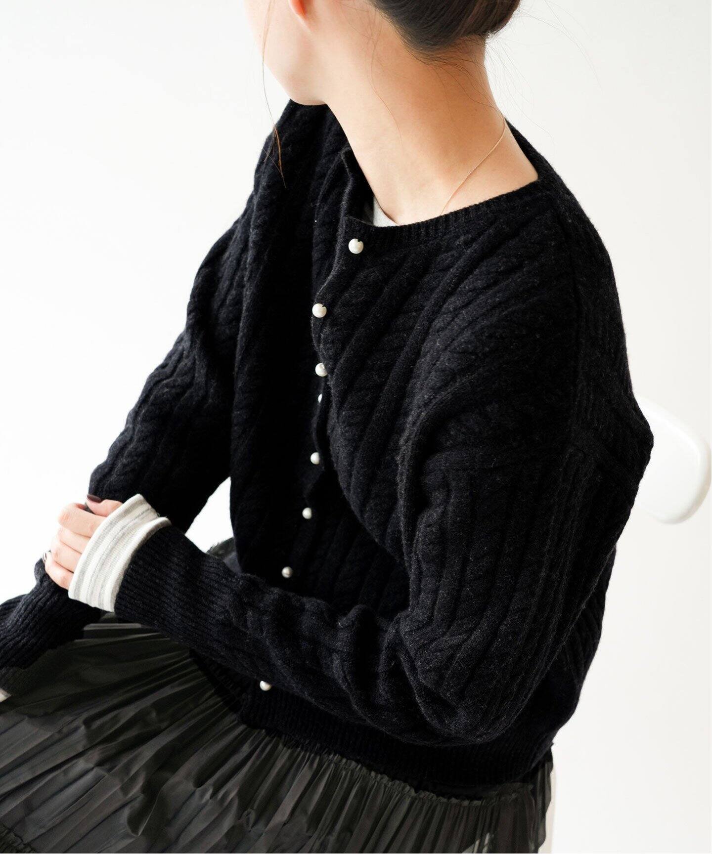 【SALE／10%OFF】IENA スイビWケーブルカーディガン イエナ トップス カーディガン グレー ブラウン【送料無料】のサムネイル