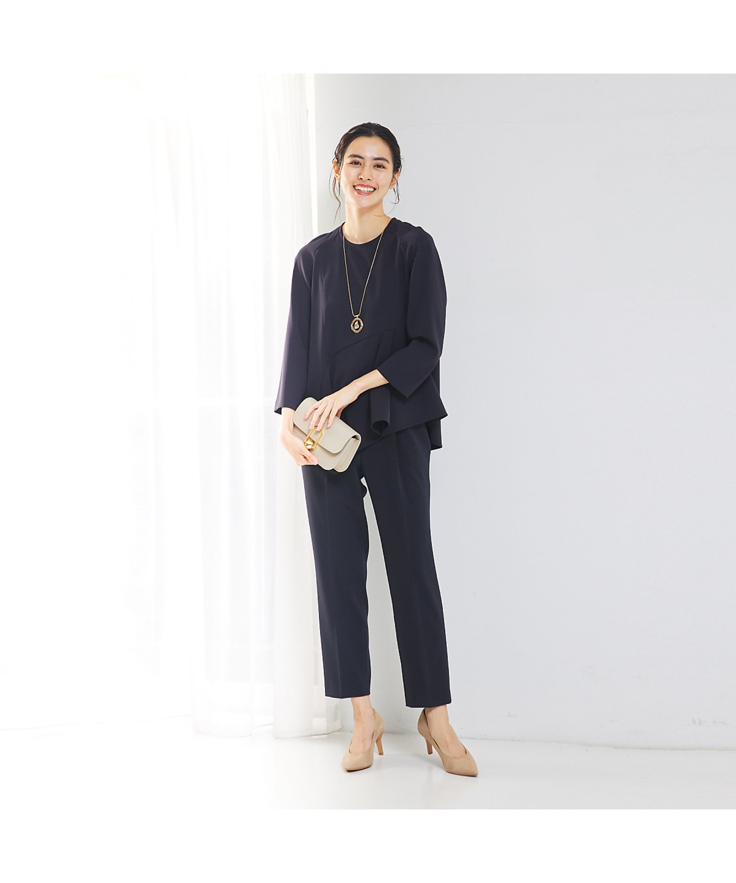 qualite 【セットアップ対応】アシメペプラムプルオーバー カリテ トップス カットソー・Tシャツ ホワイト