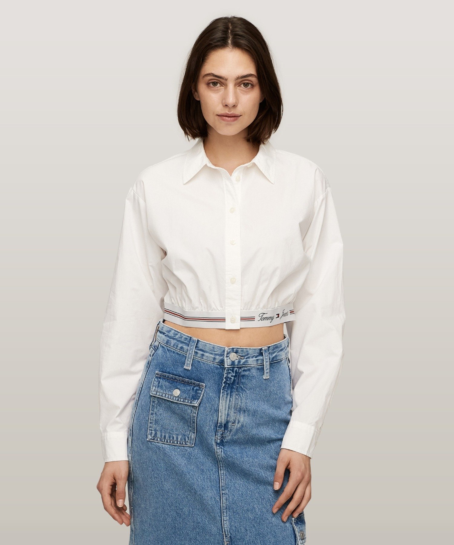 【SALE／50%OFF】TOMMY JEANS TJW CRP LG TPNG SHRT White トミーヒルフィガー トップス シャツ・ブラウス ブラック ホワイト【送料無料】