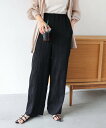 andme ウェーブプリーツ リラックス ワイドパンツ アンドミー パンツ その他のパンツ グレー ベージュ ブラック【送料無料】