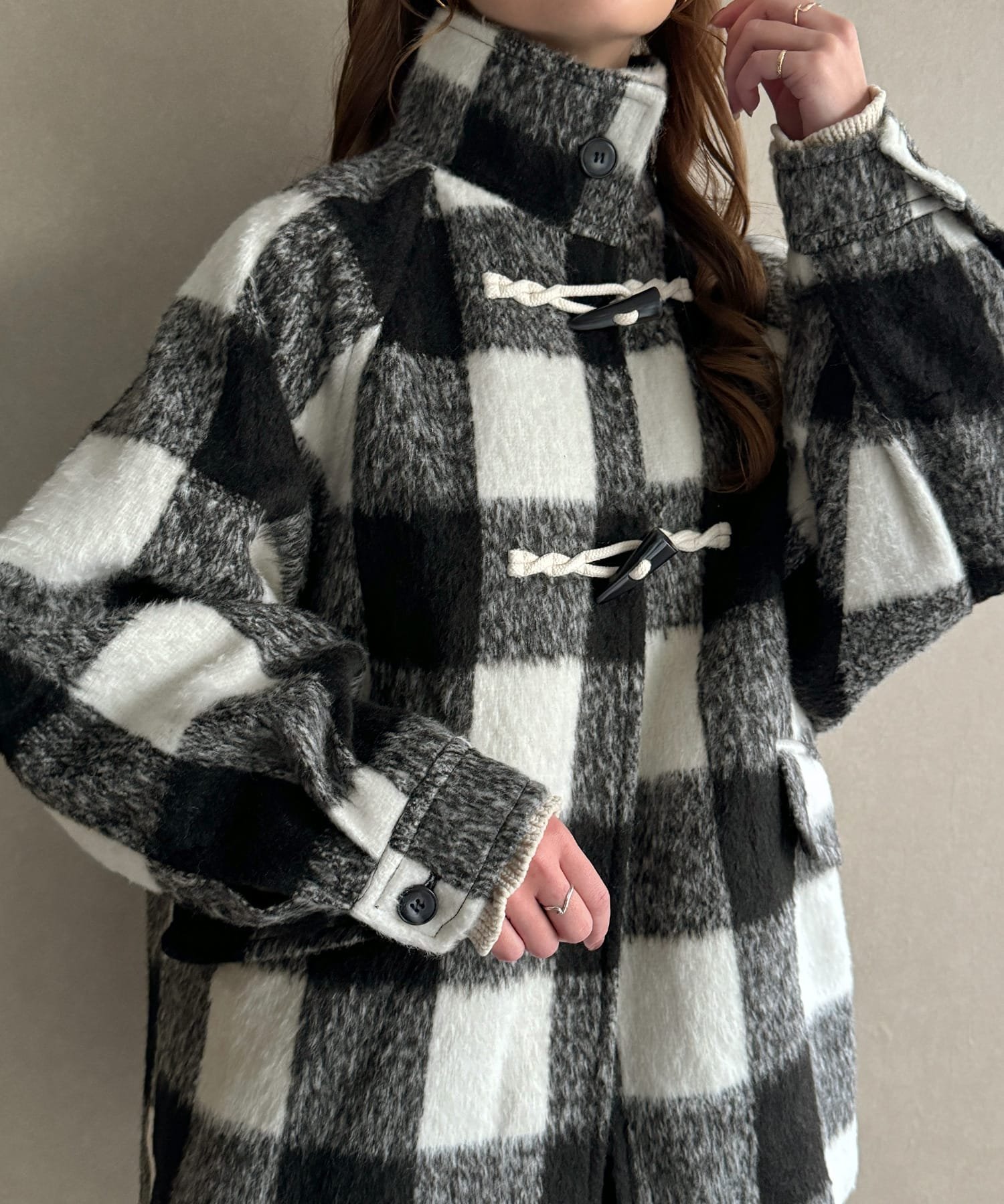 楽天市場】ダッフルコート(柄チェック)(レディース 楽天市場】ダッフルコート(柄チェック)(レディース