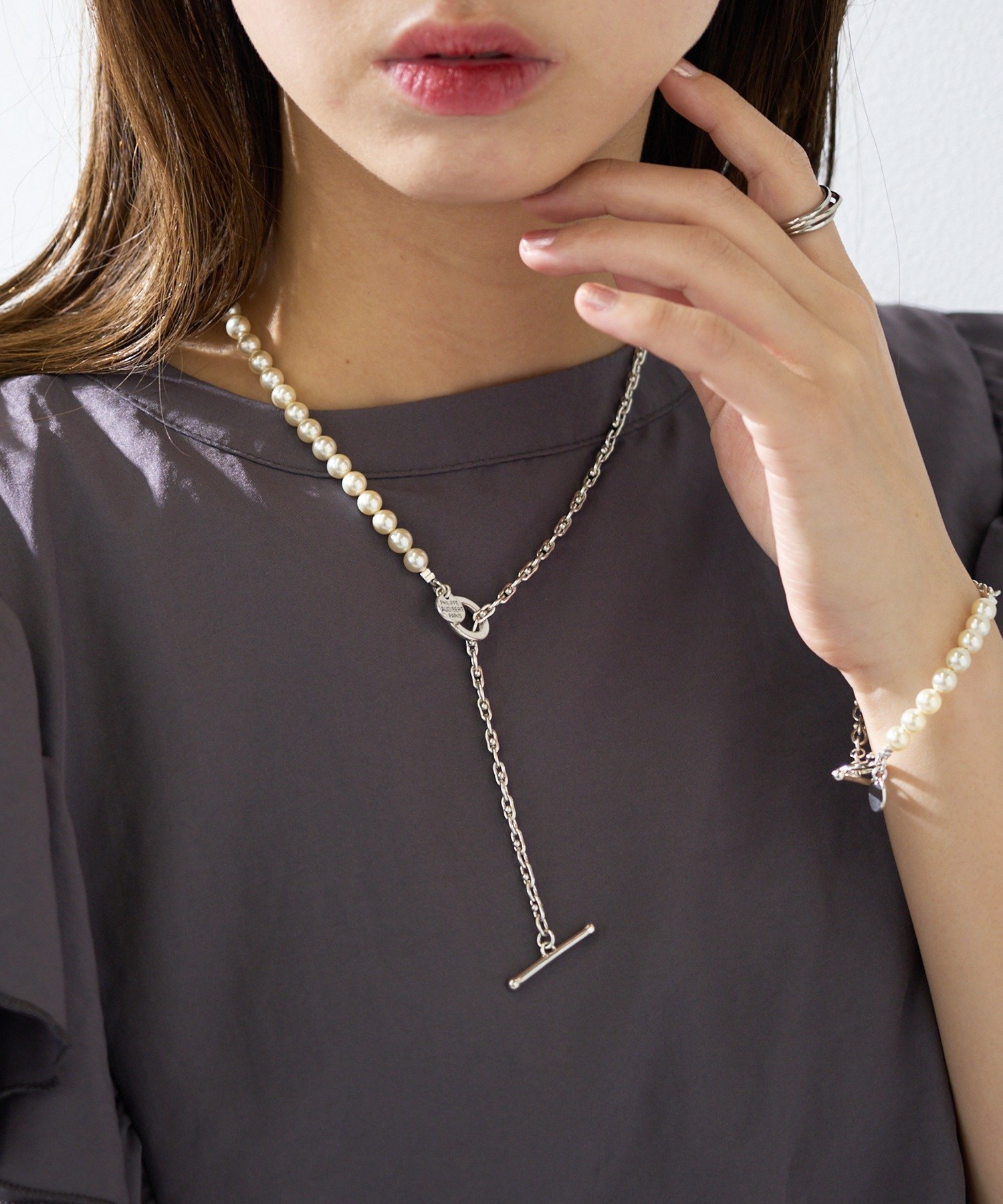 【SALE/18%OFF】PHILIPPE AUDIBERT PHILIPPE AUDIBERT/別注 パール*チェーンネックレス COL6459AR セットア...