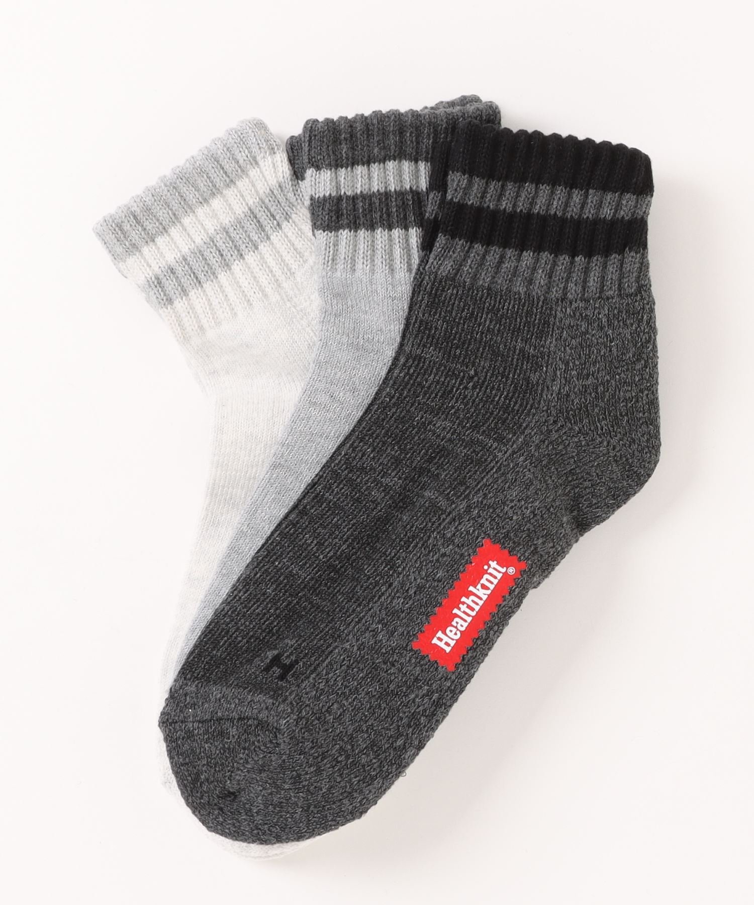【SALE／10%OFF】Healthknit Healthknit/3Pクォーターソックス 3足セットヘビーウェイトミドルソックス セットアップセブン 靴下・レッグウェア 靴下