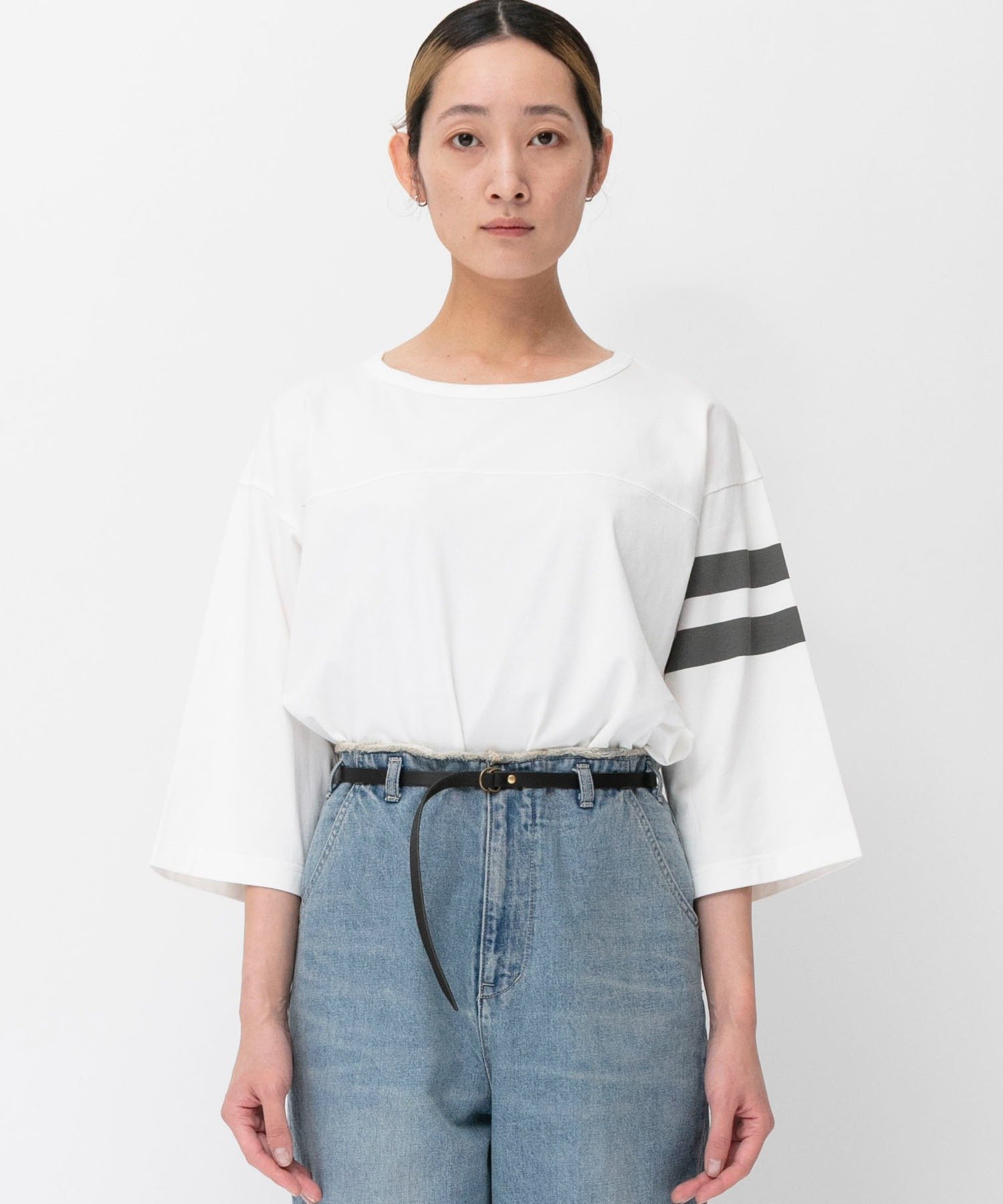 Johnbull Private labo フットボールクロップドTシャツ ジョンブルプライベートラボ トップス カットソー・Tシャツ パープル ホワイト