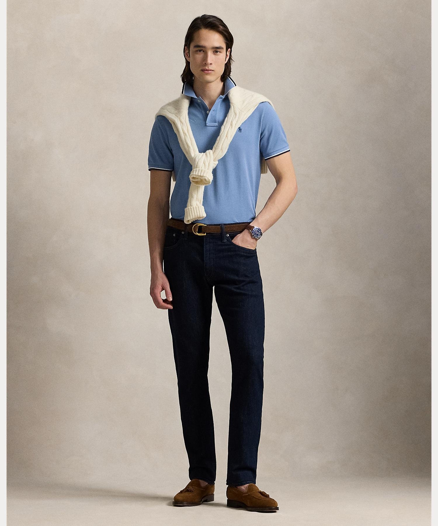 POLO RALPH LAUREN クラシック フィット メッシュ ポロシャツ ラルフローレン トップス シャツ・ブラウス ブルー【送料無料】