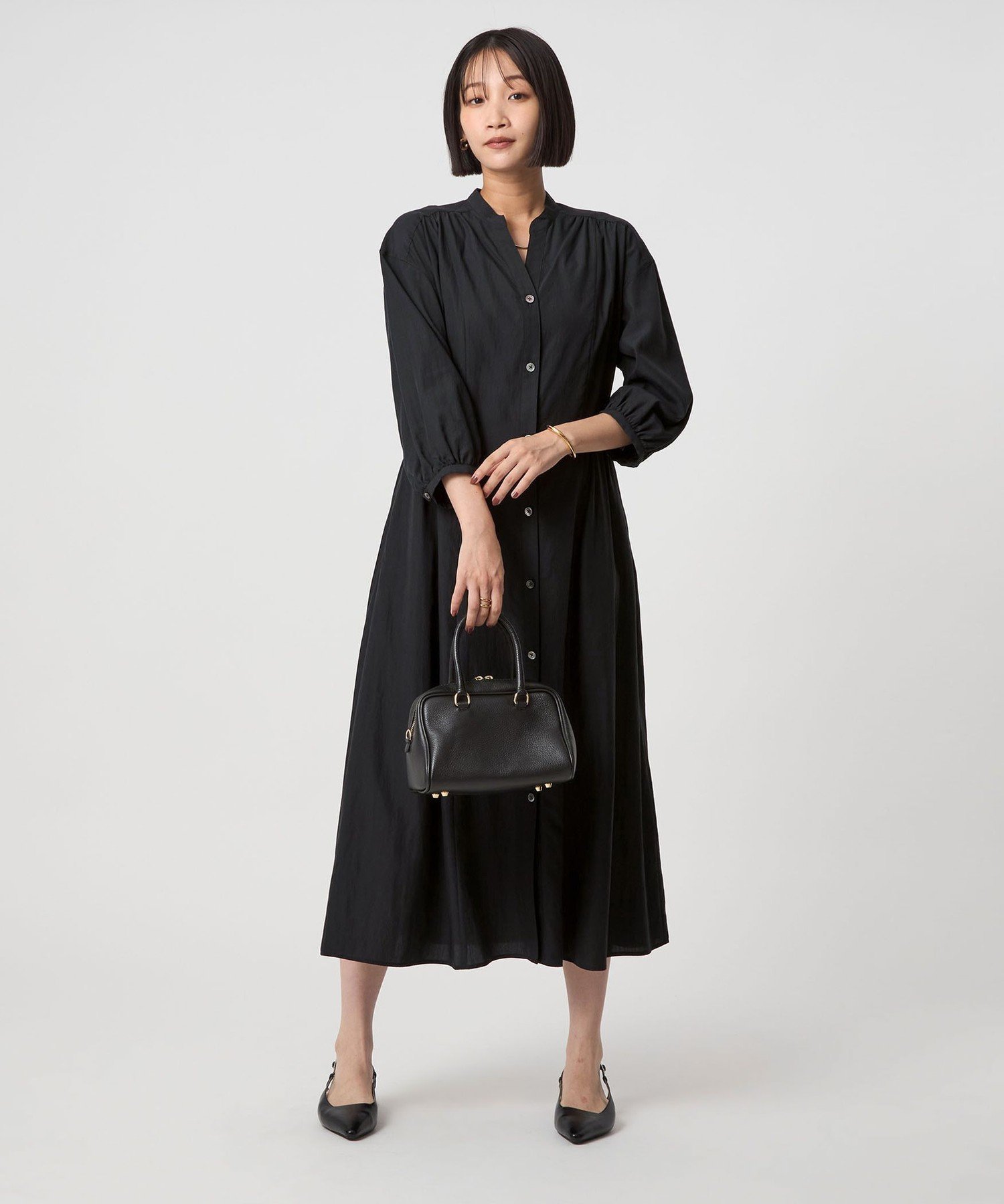 【SALE／25%OFF】UNITED ARROWS green label relaxing サイド切り替え 7分袖 ワンピース ユナイテッドアローズ グリーンレーベルリラクシング ワンピース・ドレス ワンピース ブラウン ネイビー【送料無料】のサムネイル