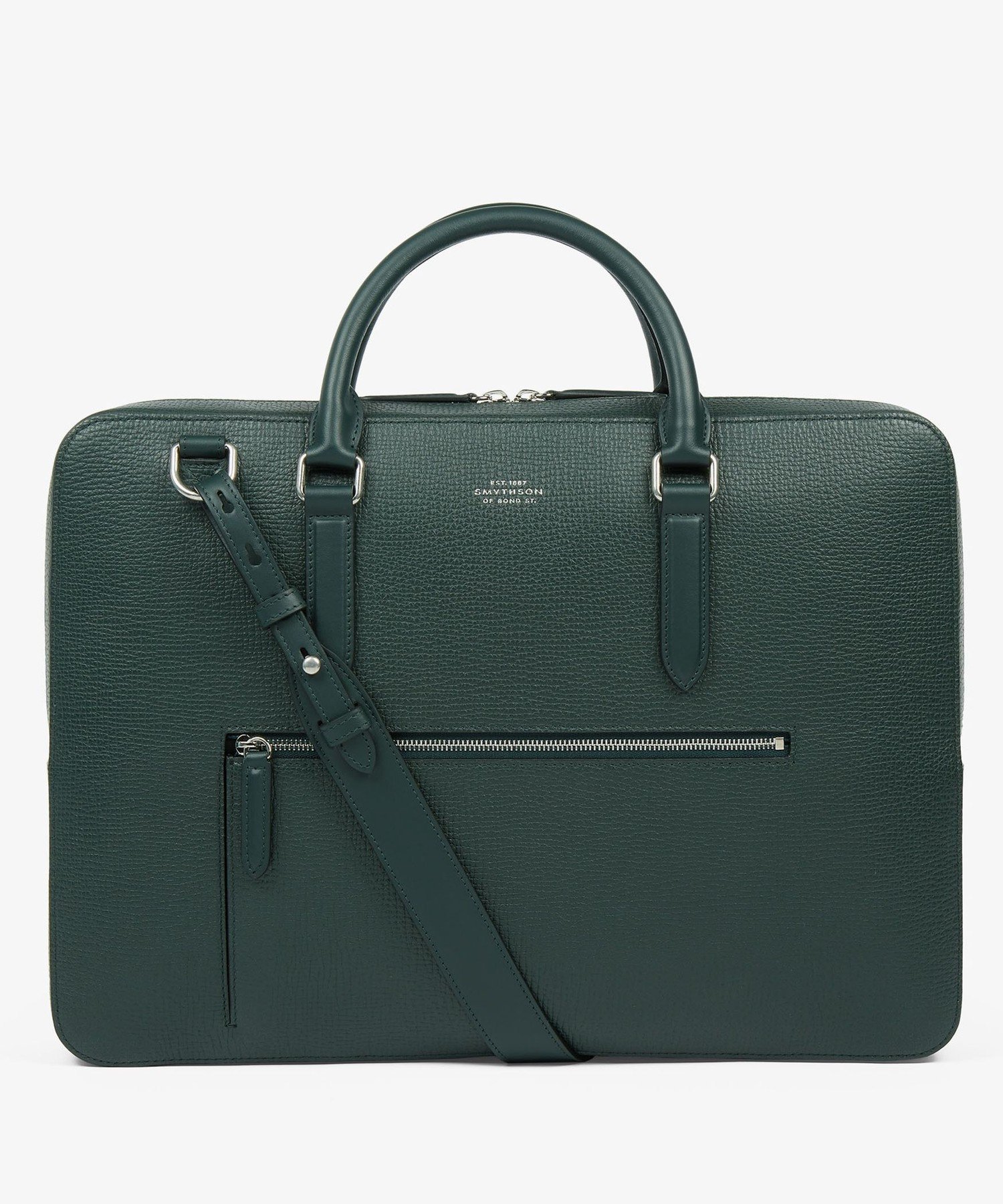 Slim Briefcase with Zip Front in Ludlow スマイソン バッグ ビジネスバッグ・ブリーフケース