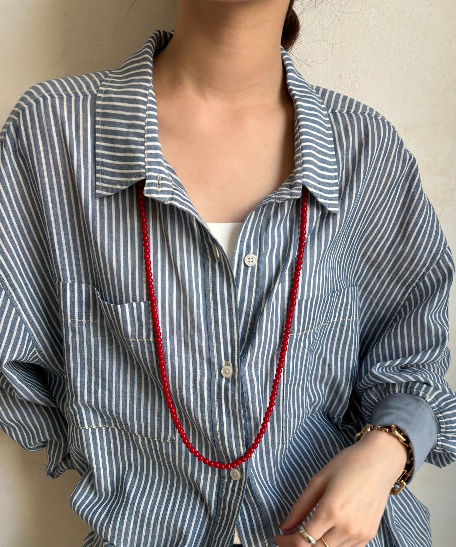 DouDou カラーボールチェーンネックレス ドゥドゥ アクセサリー・腕時計 ネックレス ブラック レッド【送料無料】