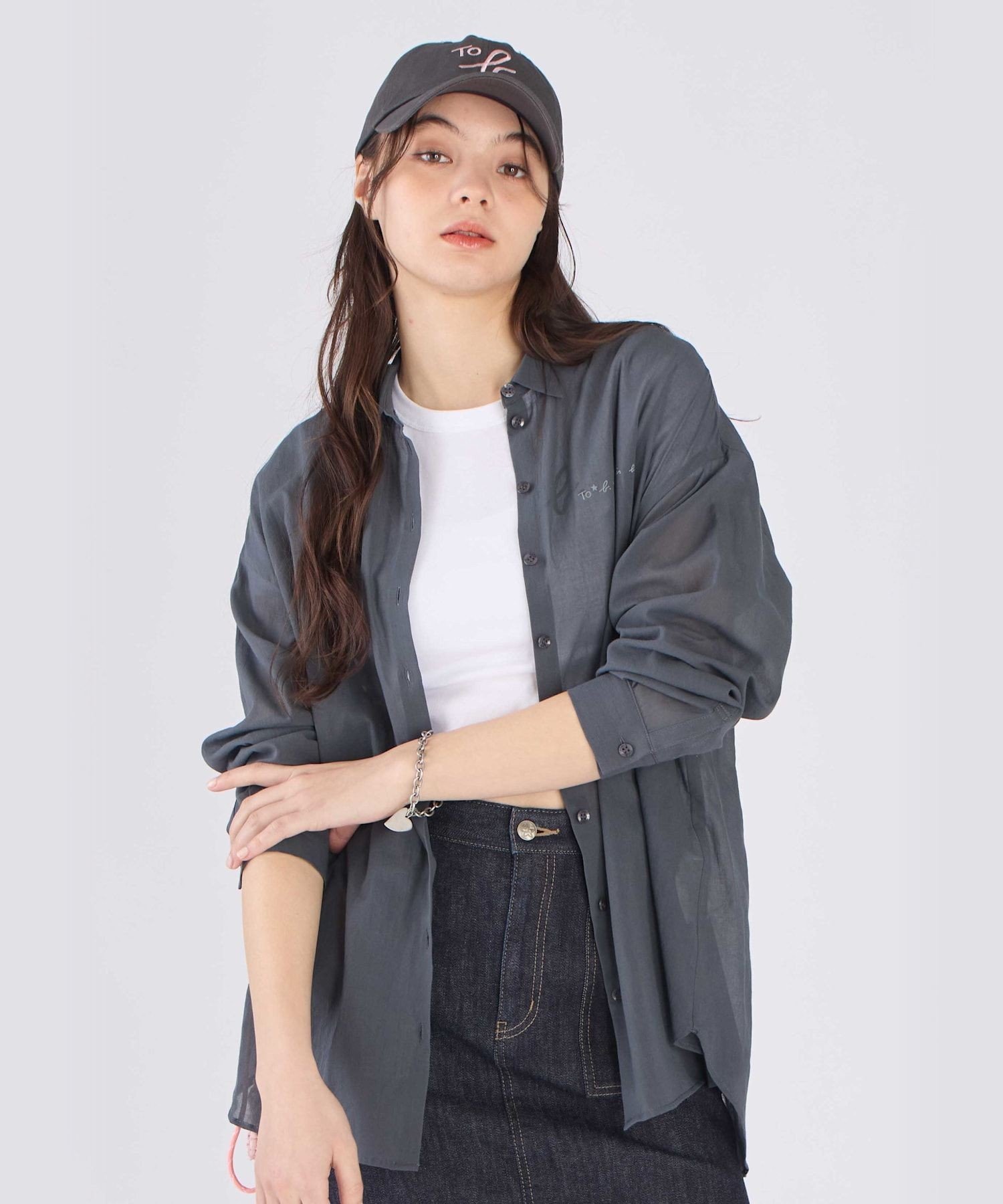To b. by agnes b. コットン ロングスリーブ ボーイズシャツ アニエスベー トップス シャツ・ブラウス グレー【送料無料】
