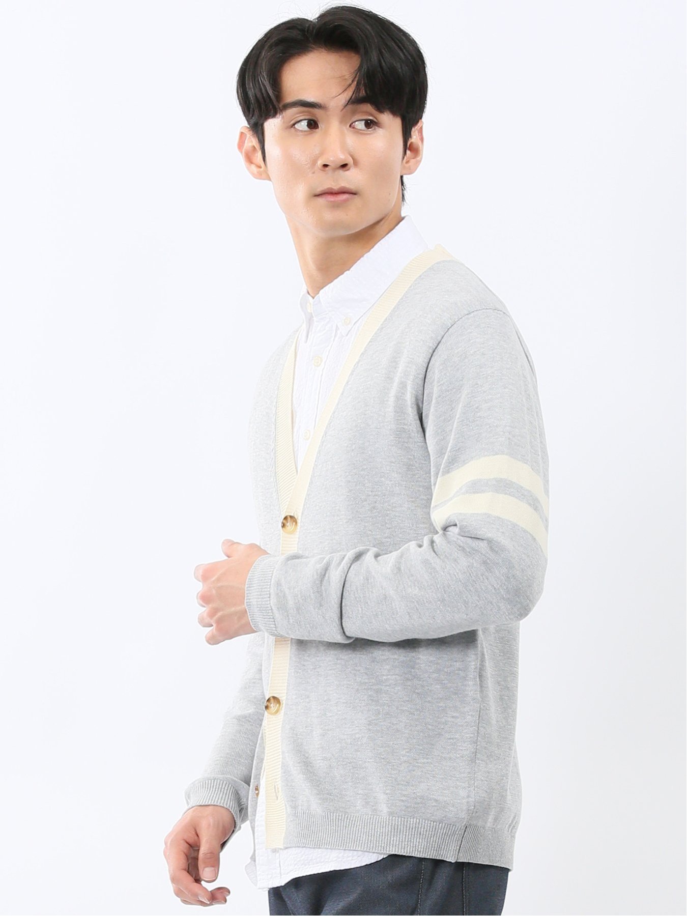 【SALE／30%OFF】m.f.editorial ウォッシャブル Vネック ニットカーディガン タカキュー トップス カーディガン グレー ネイビー【送料無料】
