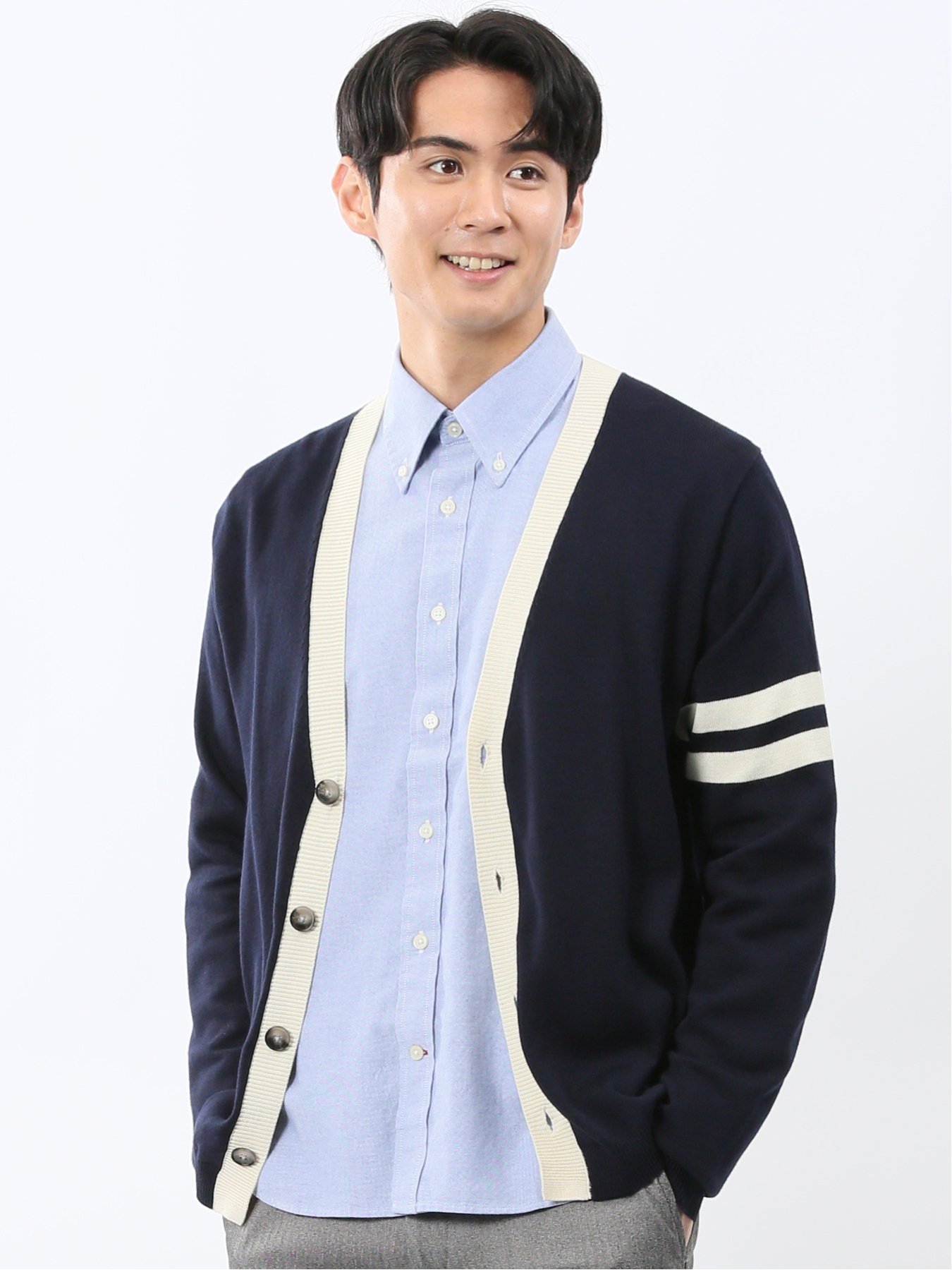 【SALE／30%OFF】m.f.editorial ウォッシャブル Vネック ニットカーディガン タカキュー トップス カーディガン グレー ネイビー【送料無料】