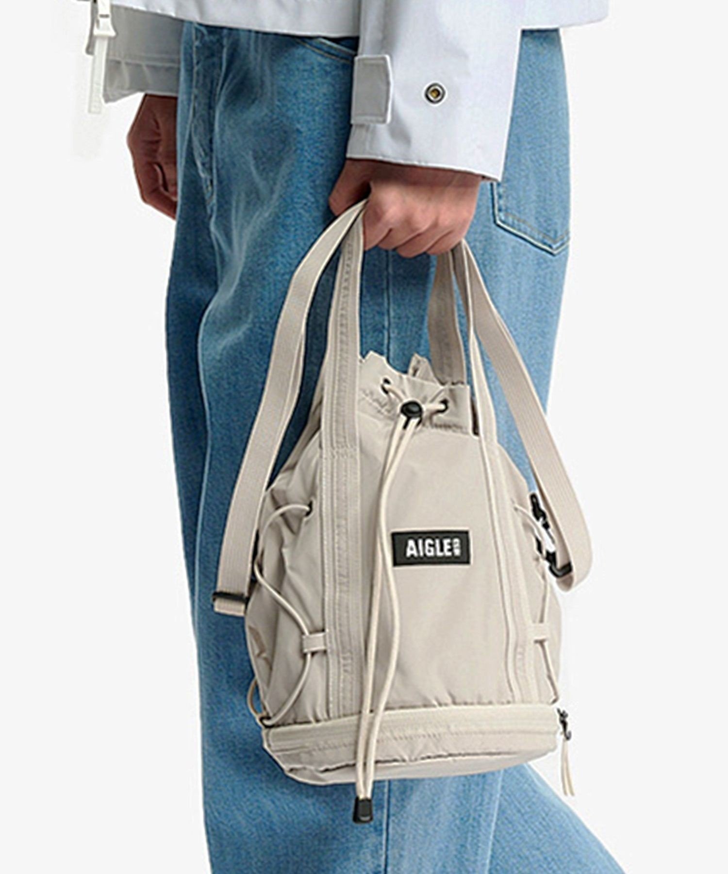 AIGLE 撥水 ライト&コンパクト 巾着バッグ 3L エーグル バッグ ショルダーバッグ ホワイト ネイビー オレンジ【送料無料】