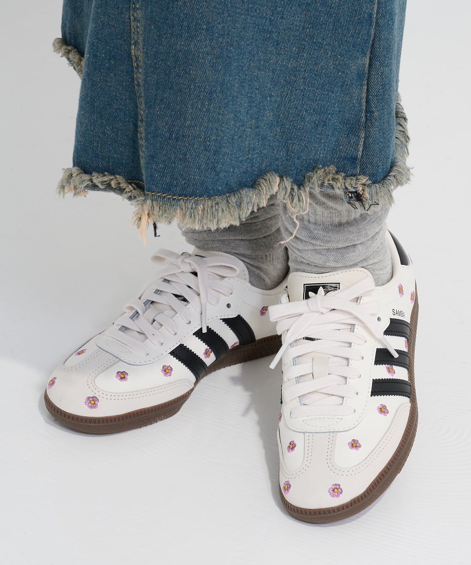 【SALE／5%OFF】adidas adidas/SAMBA OG W フラワー刺繍 アディダス サンバ カセットチャート シューズ・靴 スニーカー ホワイト ブラック【送料無料】