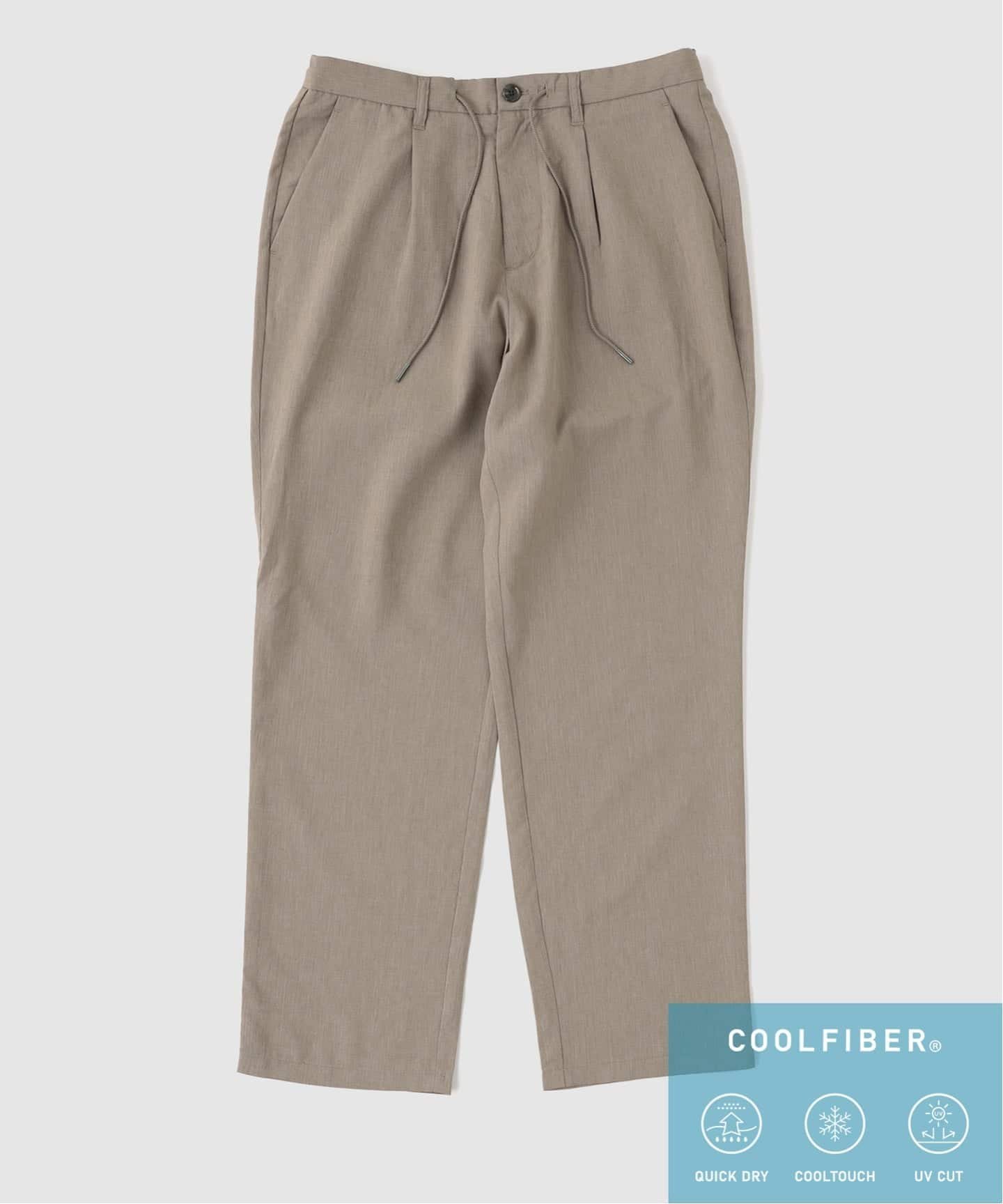【速乾・接触冷感・UVカット】COOLFIBER(R)Air 1タックパンツ ベーセーストック パンツ その他のパンツ ネイビー グレー カーキグリーン ベージュ
