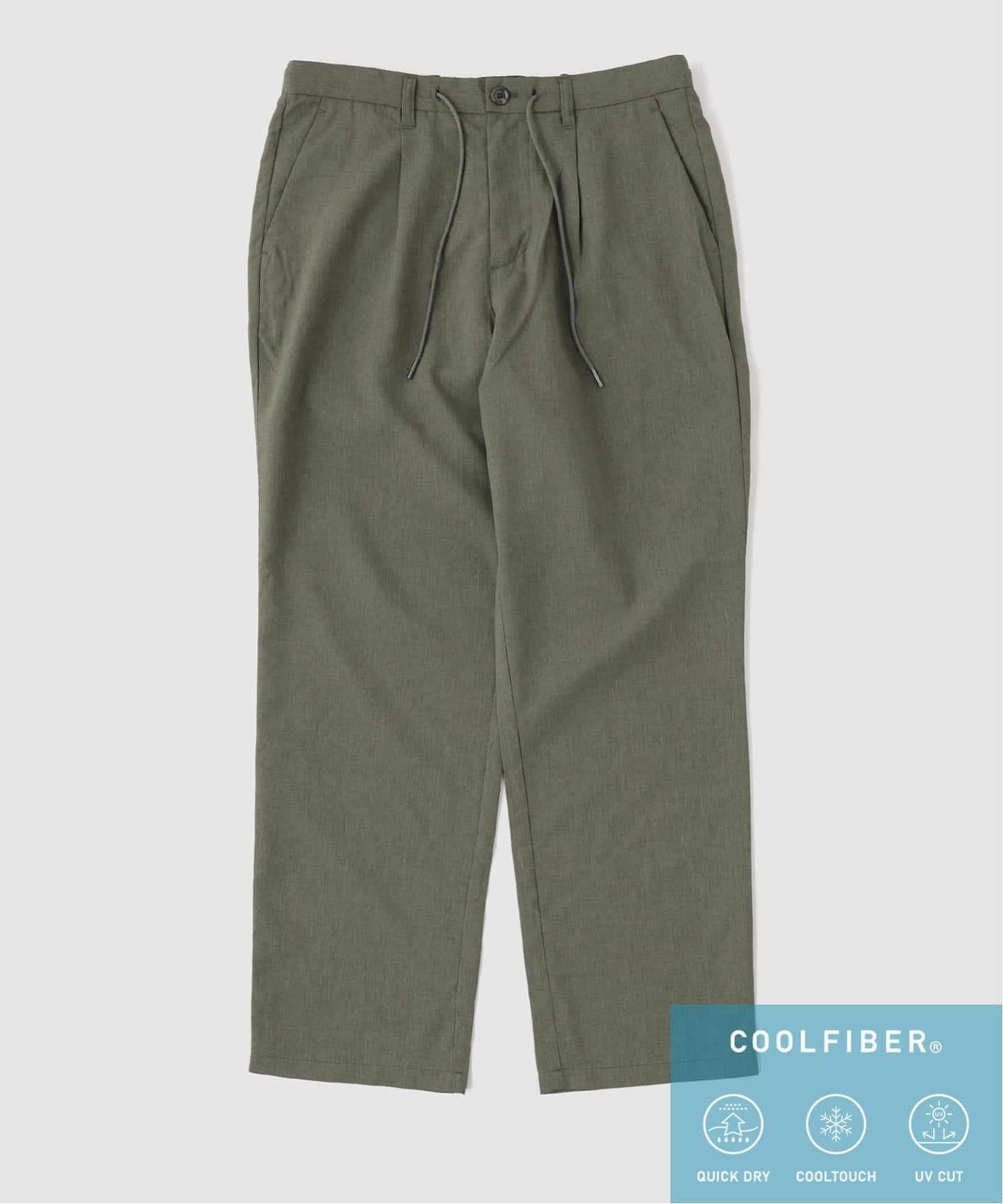 【速乾・接触冷感・UVカット】COOLFIBER(R)Air 1タックパンツ ベーセーストック パンツ その他のパンツ ネイビー グレー カーキグリーン ベージュ
