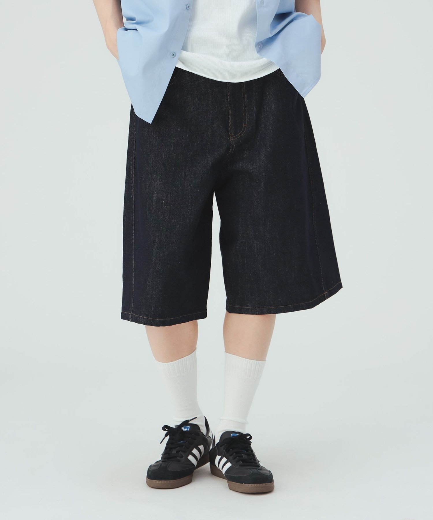 【SALE／30%OFF】BEAMS HEART MEN 【7/9新規値下げ】デニムライク カーブバギー ショートパンツ ビームス ハート パンツ その他のパンツ ネイビー ブラック【送料無料】