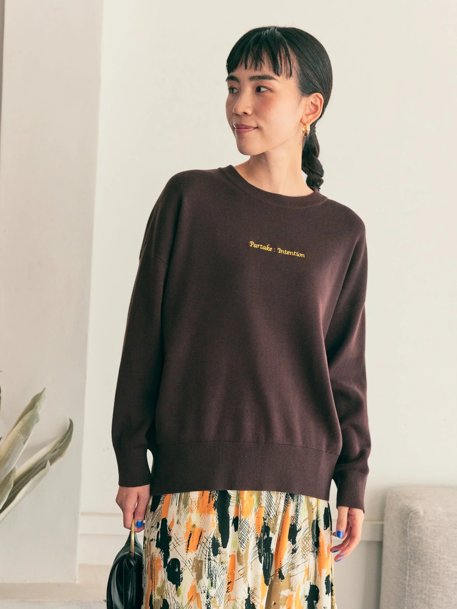 【SALE／60%OFF】AMERICAN HOLIC 刺繍ロゴニットプルオーバー アメリカン ホリック トップス ニット ブラウン グリーン ネイビーのサムネイル