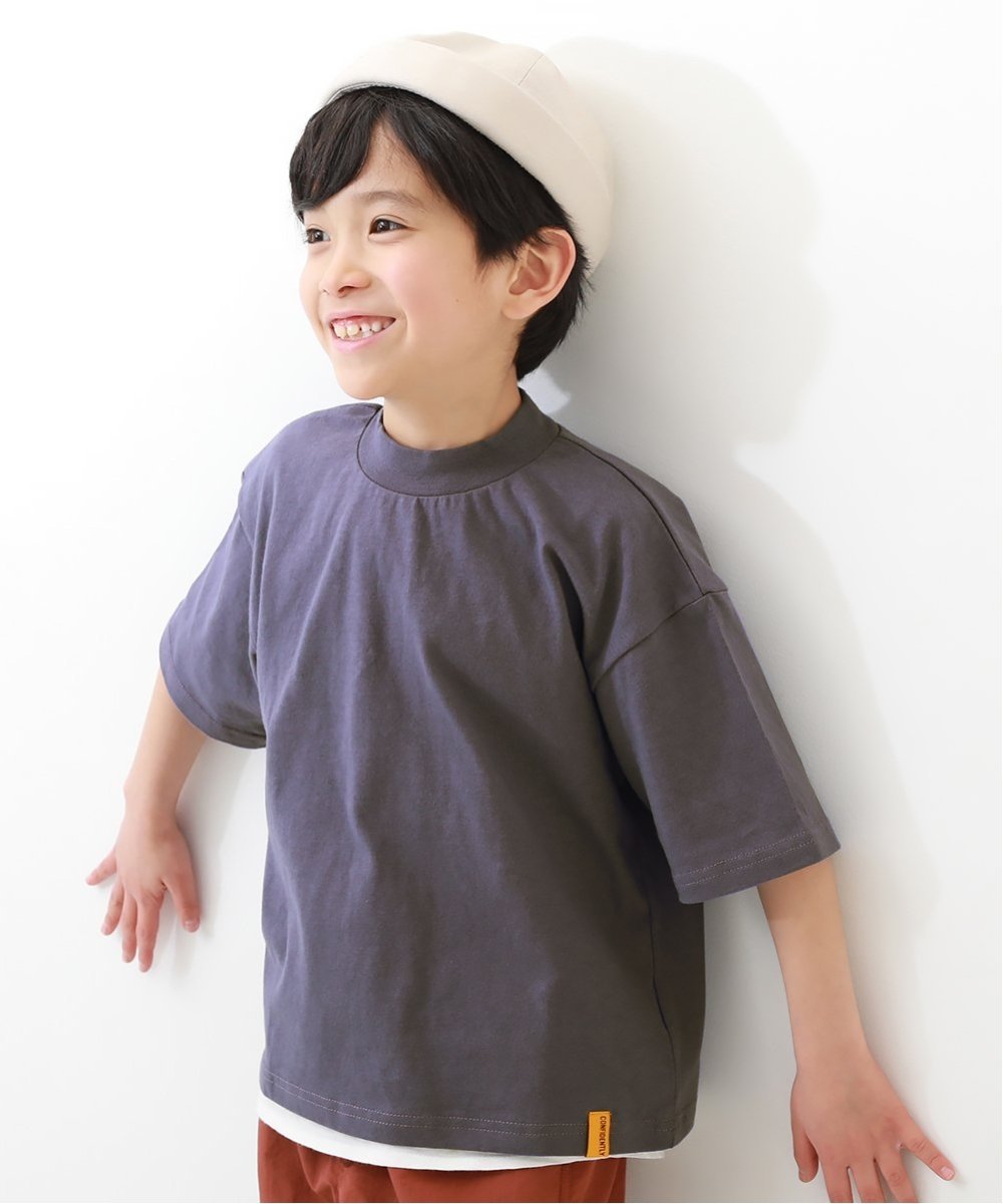 devirock オーバーサイズ 5分袖Tシャツ デビロック 子供服 キッズ デビロック トップス カットソー・Tシャツ パープル カーキ ブラック ホワイトのサムネイル
