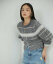 【SALE/60%OFF】ADAM ET ROPE' FEMME MIXジャカードニットカーディガン アダムエロペ トップス カーディガン グレー ホワイト ベ...