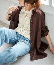 Spick & Span 《追加2予約》80リネンカシュクールビッグシャツ スピックアンドスパン トップス シャツ・ブラウス ブラウン ブルー【送料無料】