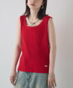 【SALE/50%OFF】kivi rib knit tank レトロガール トップス ノースリーブ・タンクトップ ブラック レッド