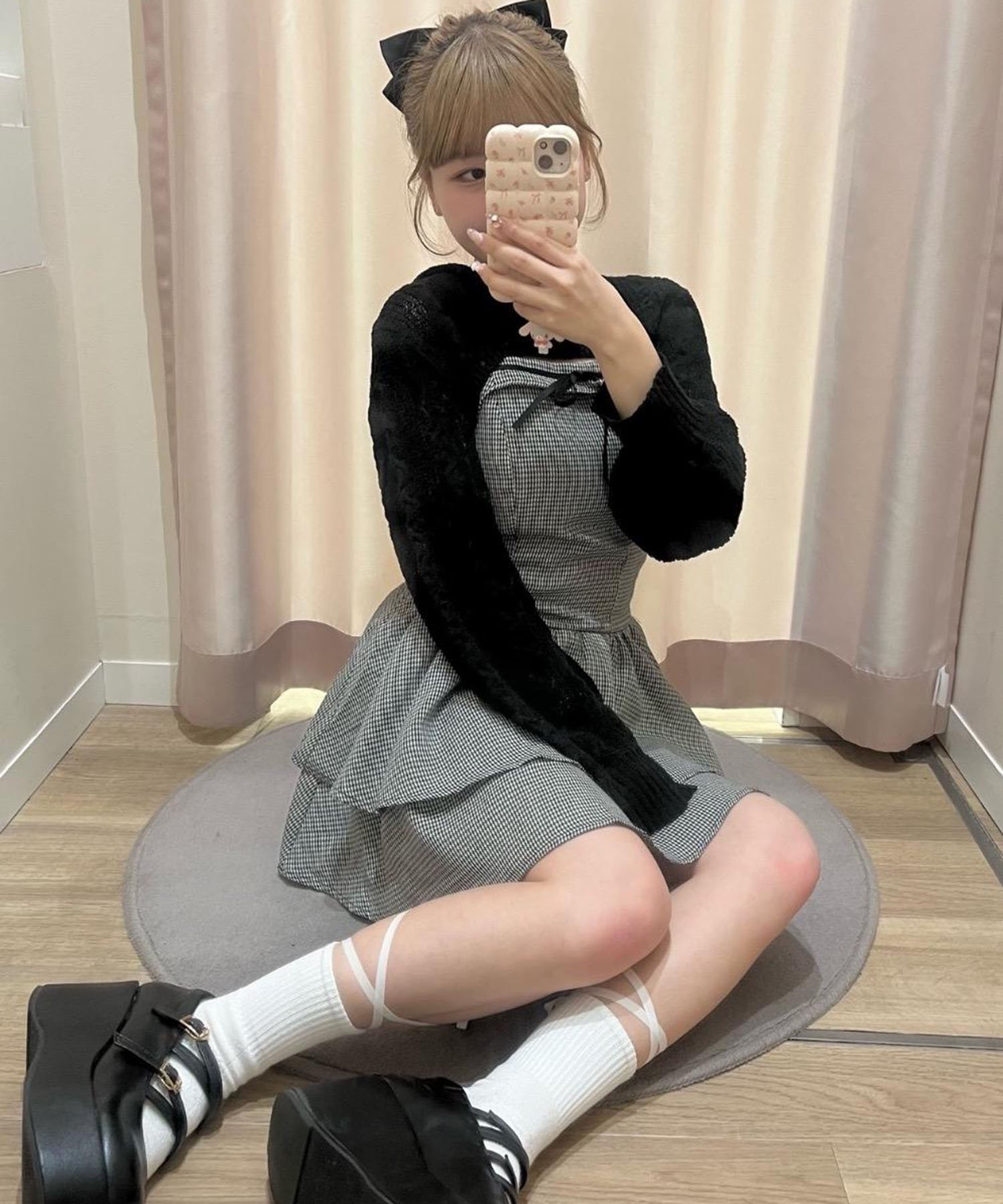 MAJESTIC LEGON ∞フードボレロ×ミニキャミワンピセット マジェスティックレゴン ワンピース・ドレス その他のワンピース・ドレス ベージュ ブラック