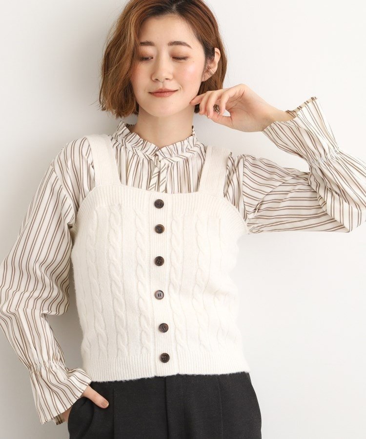 grove 【SETITEM】ケーブルニットビスチェ グローブ トップス ニット グレー ホワイト ブラウン