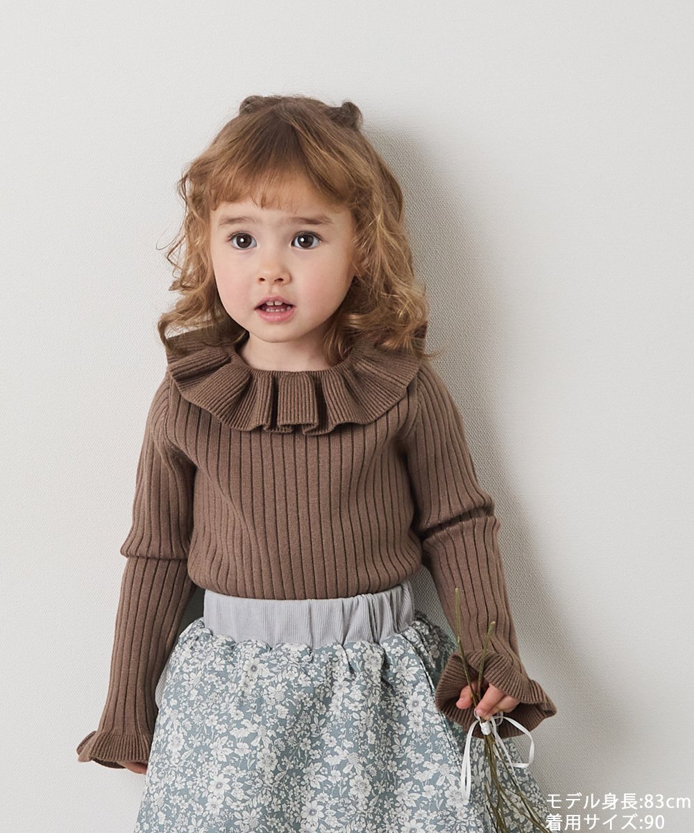 riziere フリルカラーニットプルオーバー リジェール トップス ニット ブラック ホワイトのサムネイル