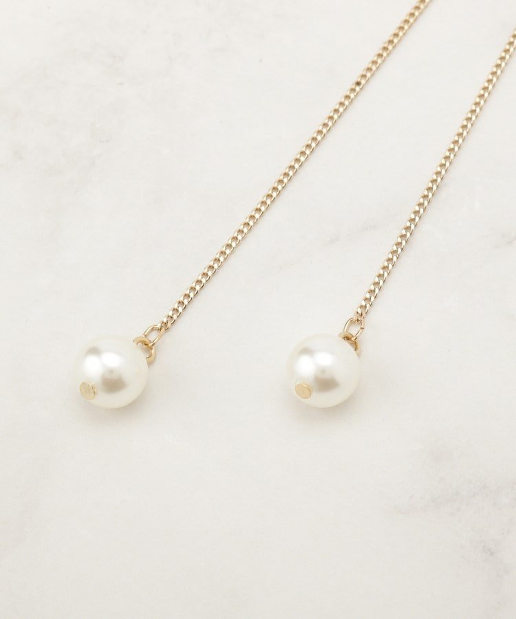 Couture Brooch リボンパール調ロングネックレス クチュールブローチ アクセサリー・腕時計 ネックレス ゴールド