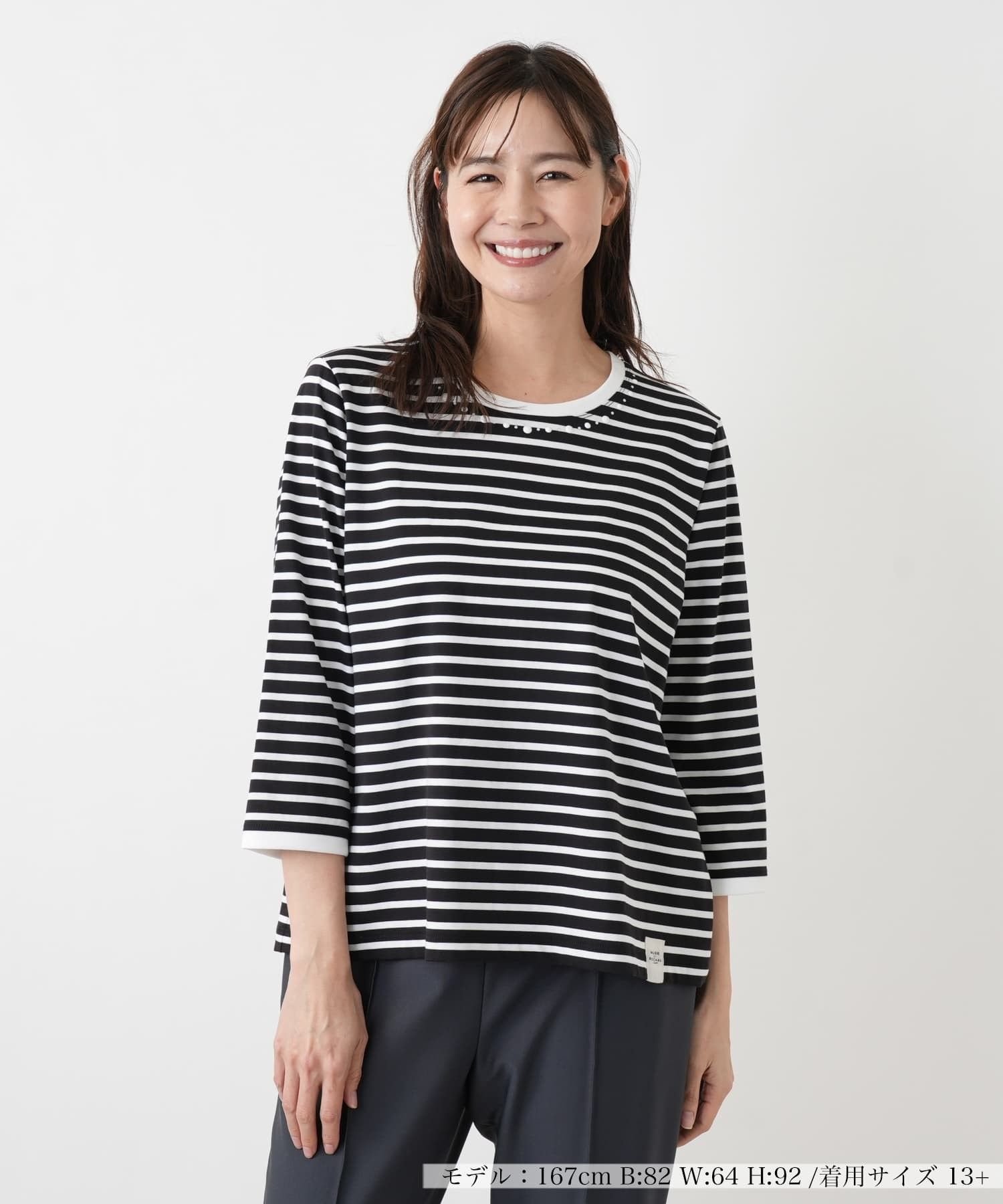 Leilian PLUS HOUSE カットソー【MUSE BY ROCHAS Premiere】 レリアン プラスハウス トップス カットソー・Tシャツ ブラック ネイビー