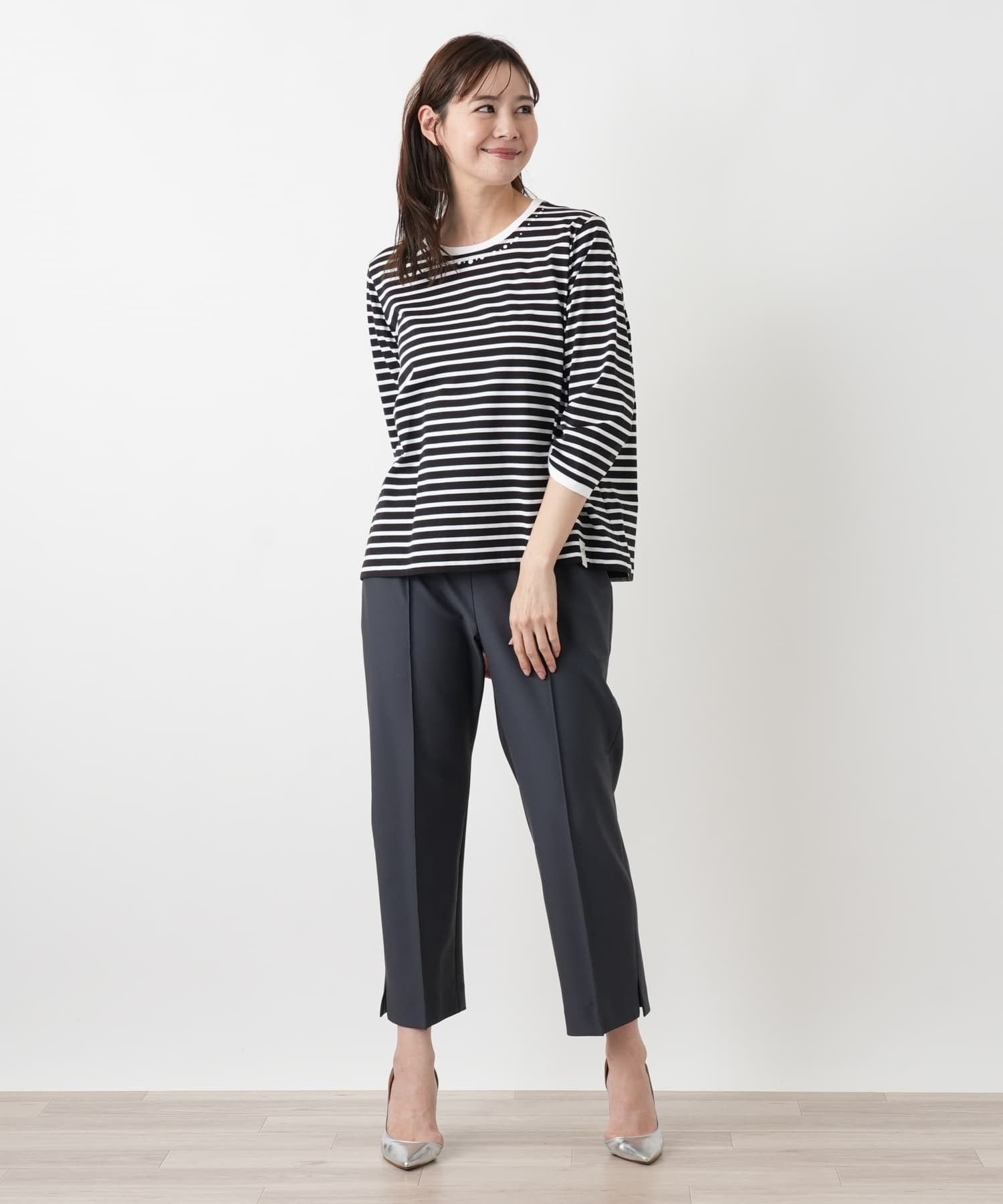 Leilian PLUS HOUSE カットソー【MUSE BY ROCHAS Premiere】 レリアン プラスハウス トップス カットソー・Tシャツ ブラック ネイビー