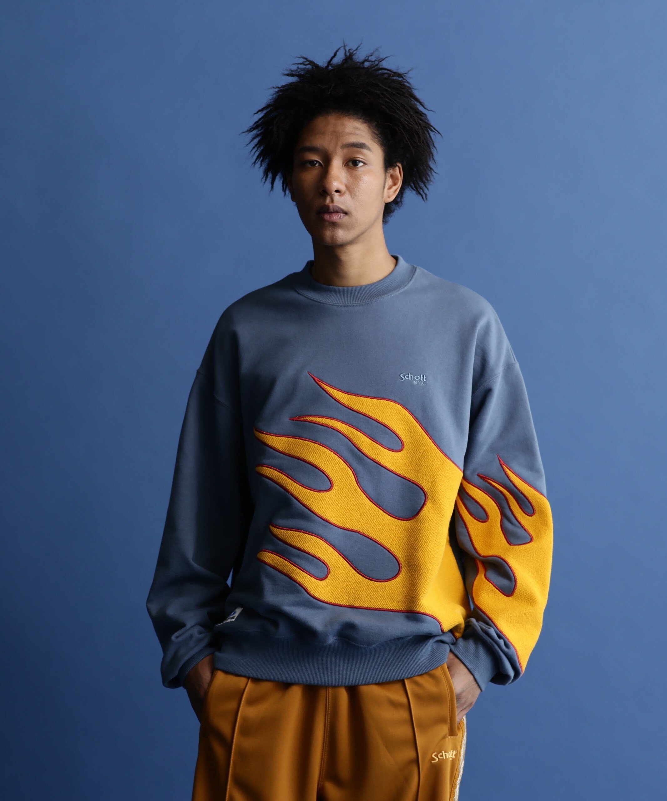 Schott CREW SWEAT FIRE PATTERN/クルーネック スウェット 