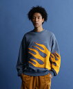 【SALE／40%OFF】Schott CREW SWEAT FIRE PATTERN/クルーネック スウェット 