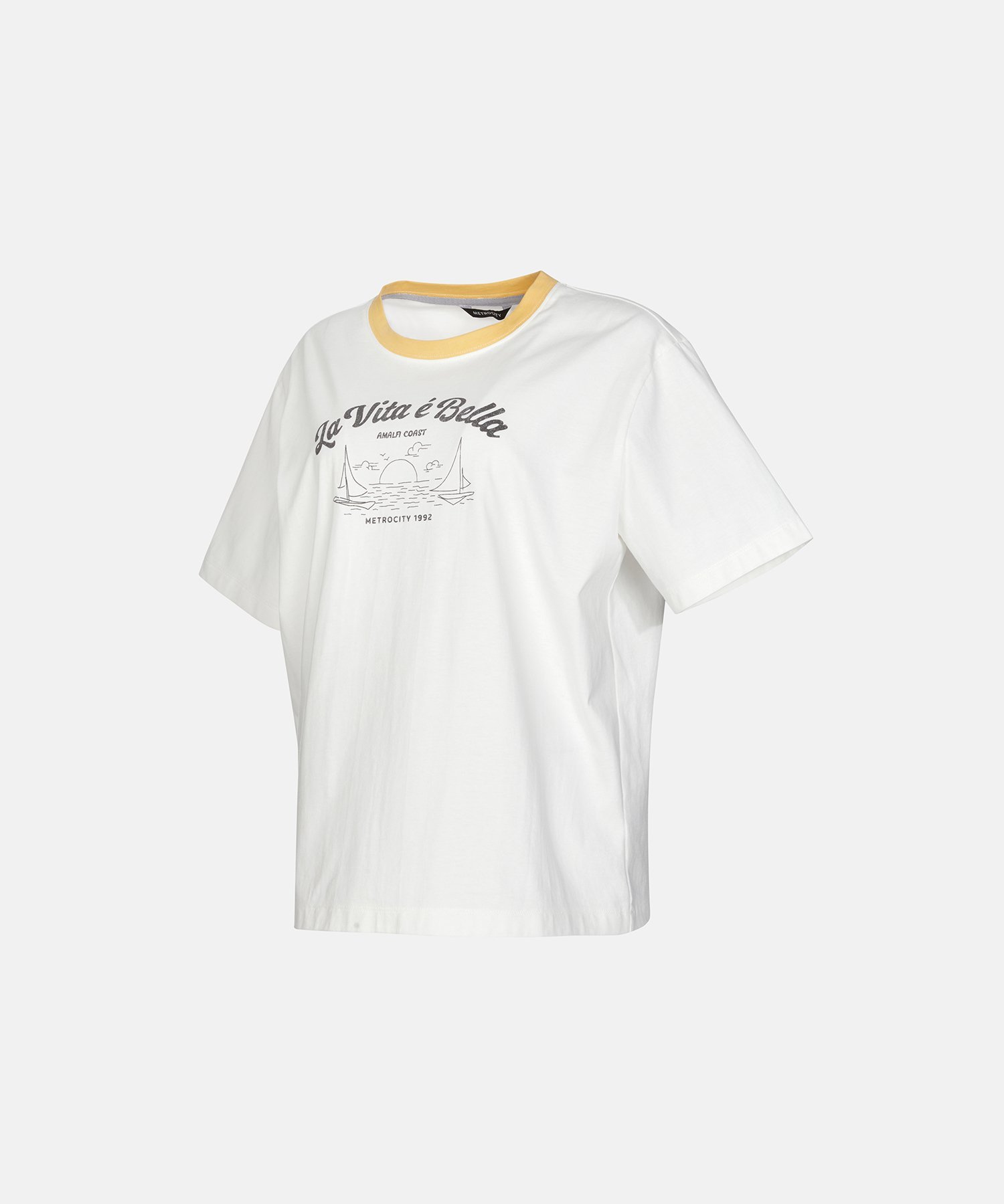 METROCITY La Vita E Bella Tシャツ メトロシティ トップス カットソー・Tシャツ ブラック イエロー
