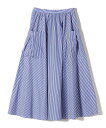 【SALE/30%OFF】SHIPS WOMEN SHIPS Primary Navy Label:ストライプ ポケット ギャザー スカート シップス スカート ロング・マキシスカート ブルー ホワイト【送料無料】