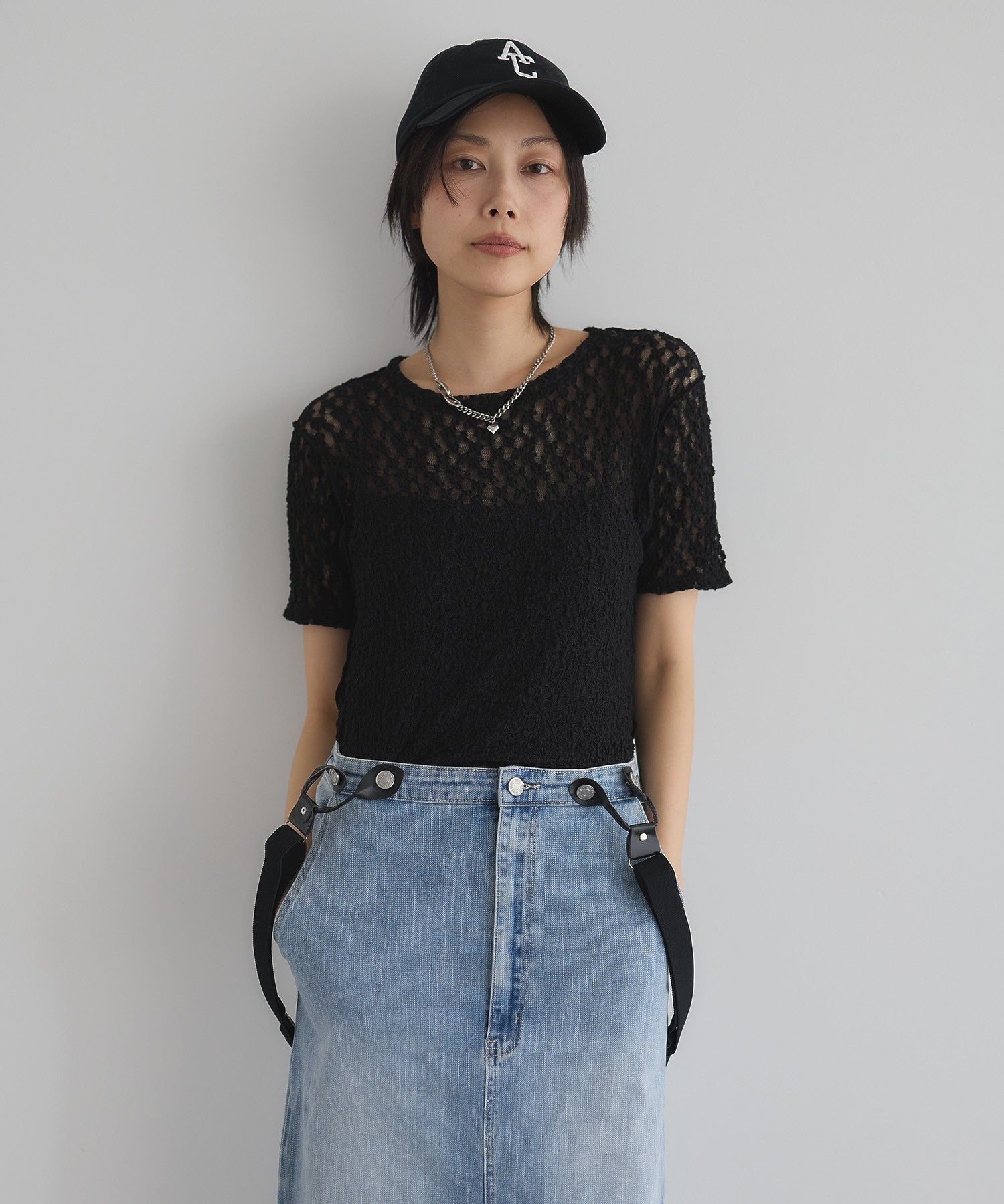 【日本製】シュリンクレースラウンドヘムプルオーバー ガレージ オブ グッド クロージング トップス カットソー・Tシャツ ホワイト ブラック