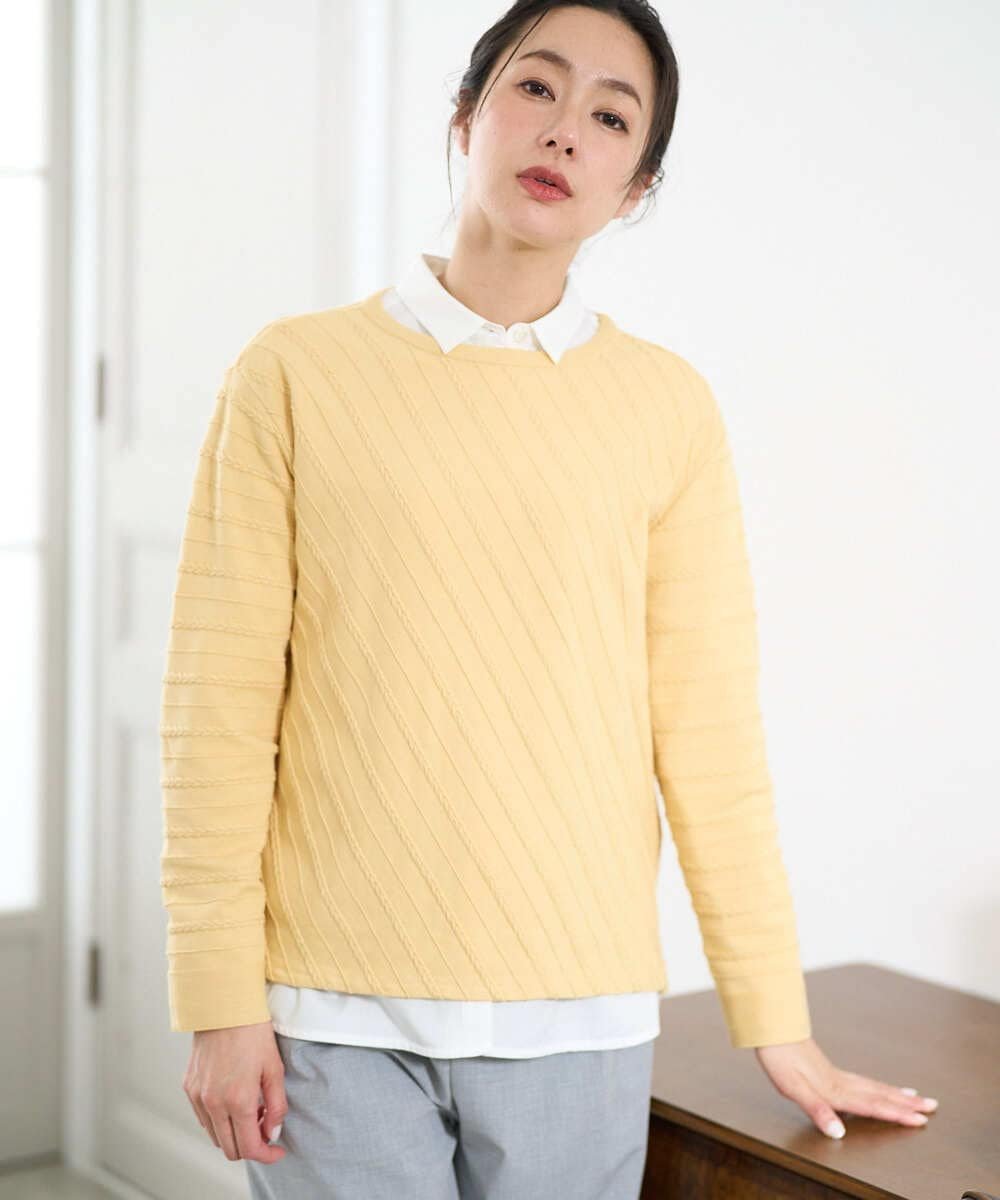 【SALE／50%OFF】GEORGES RECH ケーブル柄ニットプルオーバー ジョルジュ・レッシュ トップス ニット イエロー【送料無料】